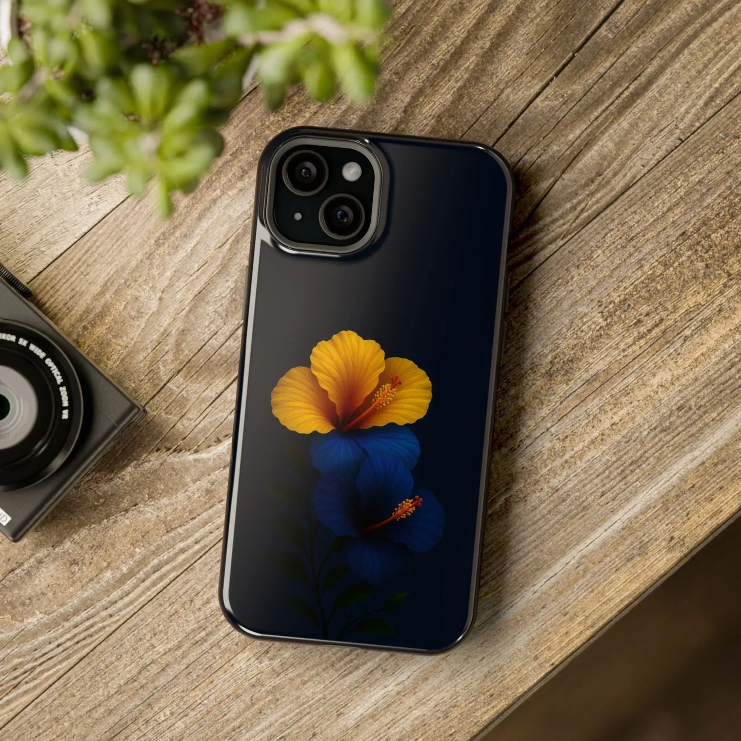 Elegant hibiscus phone case Impact-Resistant Cases for iPhone 12-16 and Samsung Galaxy S21-S22 Models - KarArmDesign