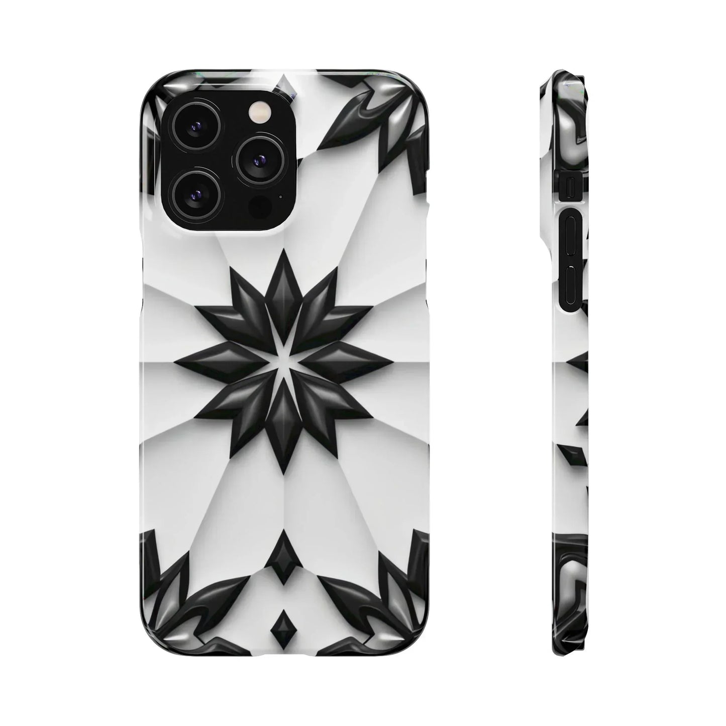 Black and White Geometric Floral Phone Case for iPhone and Samsung Galaxy - KarArmDesign
