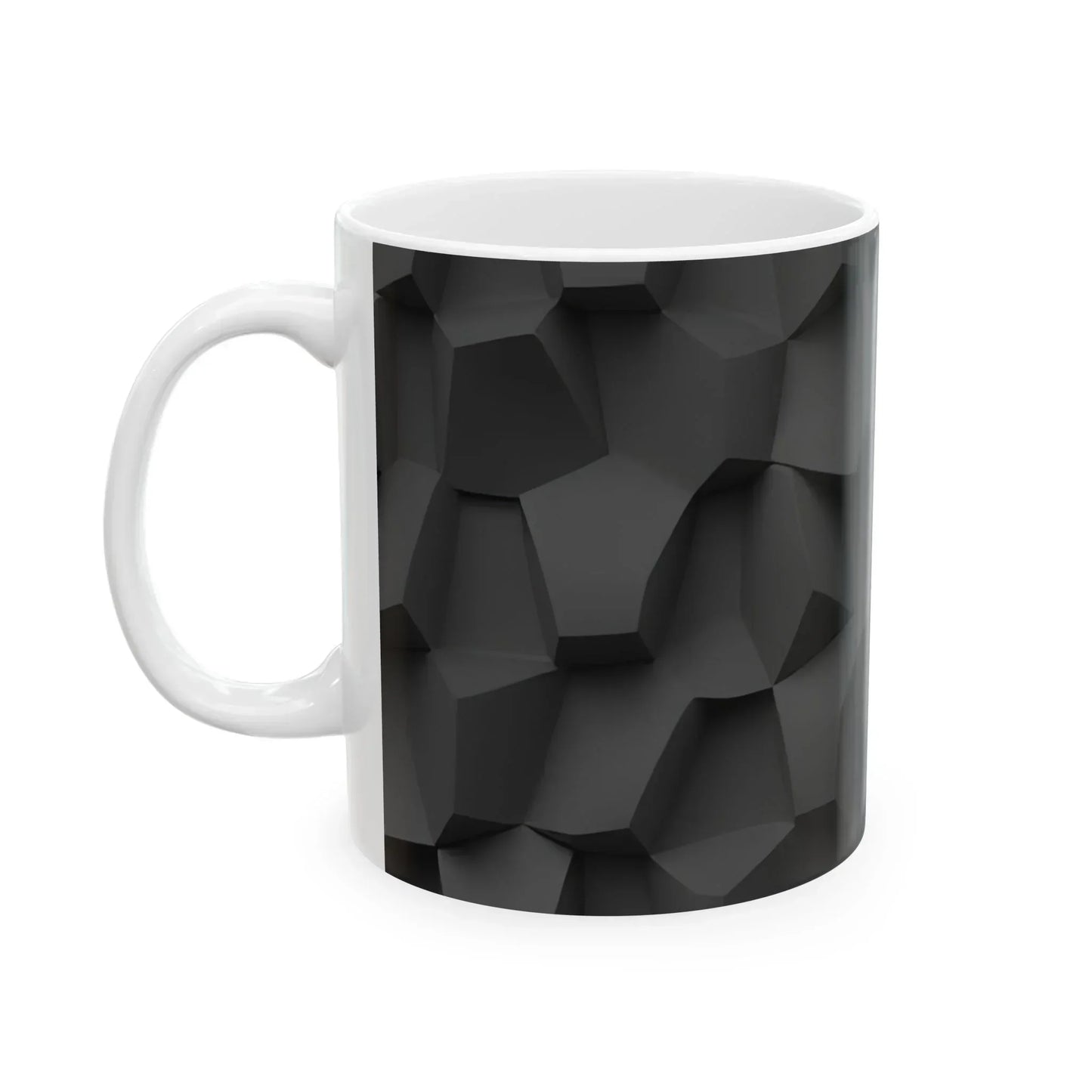 Stylish Black & White Faceted Design Ceramic Mug - 11oz - KarArmDesign