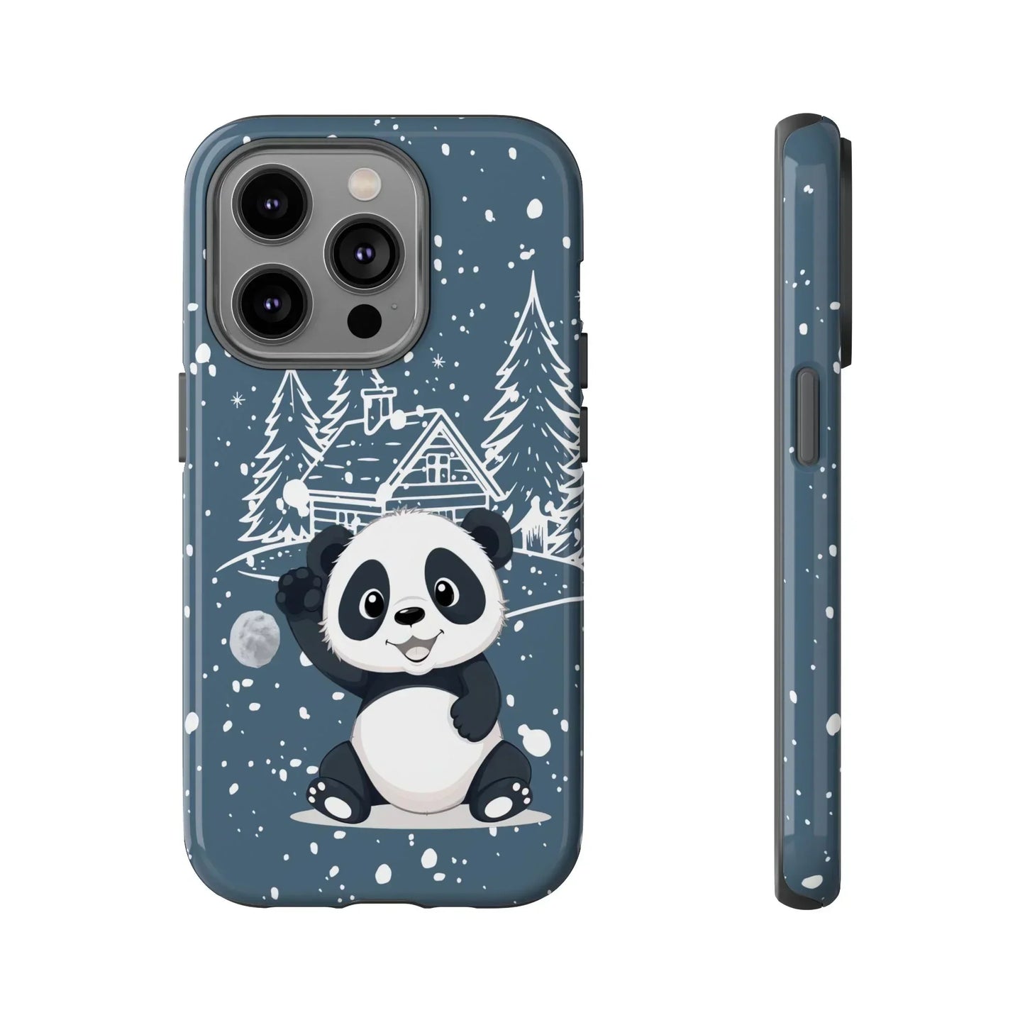 Cute Panda in a Winter Wonderland Phone Case for iPhone 8-16 Models - KarArmDesign