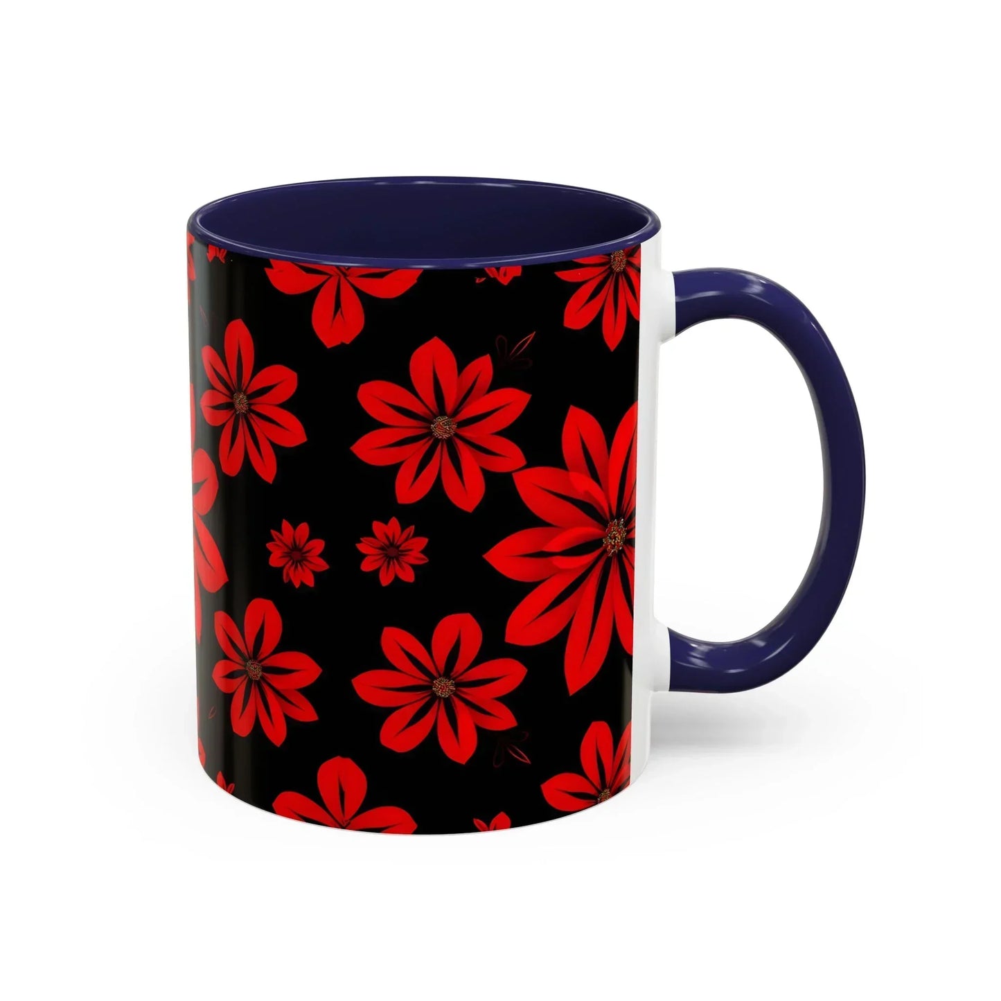 Accent Red Floral Coffee Mug – 11oz & 15oz - KarArmDesign