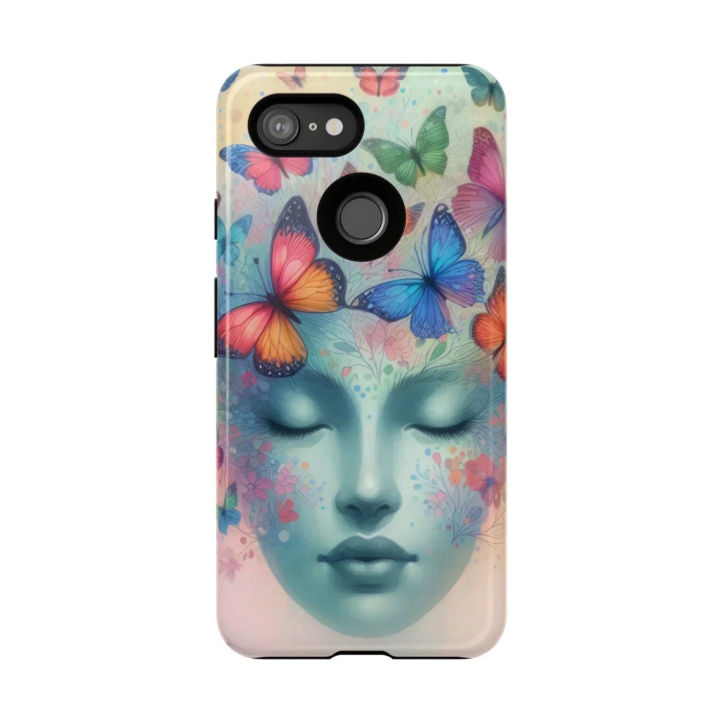 Butterfly Bloom Dreamy Woman Phone Case for Galaxy and Pixel - KarArmDesign