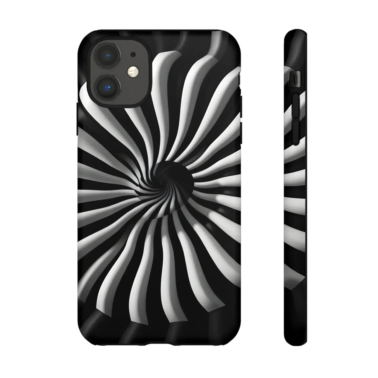 Hypnotic Black and White Spiral Phone Case for iPhone & Galaxy - KarArmDesign