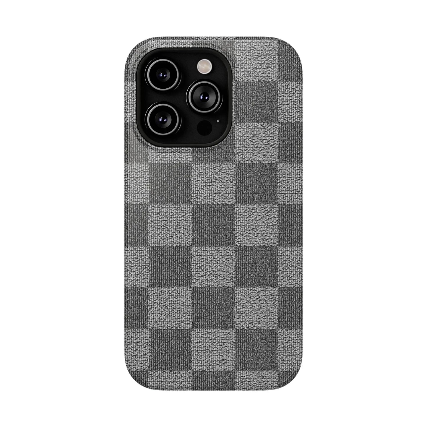 Gray Checkered Phone Case for iPhone 12-16 and Galaxy S21-S22 Models - KarArmDesign