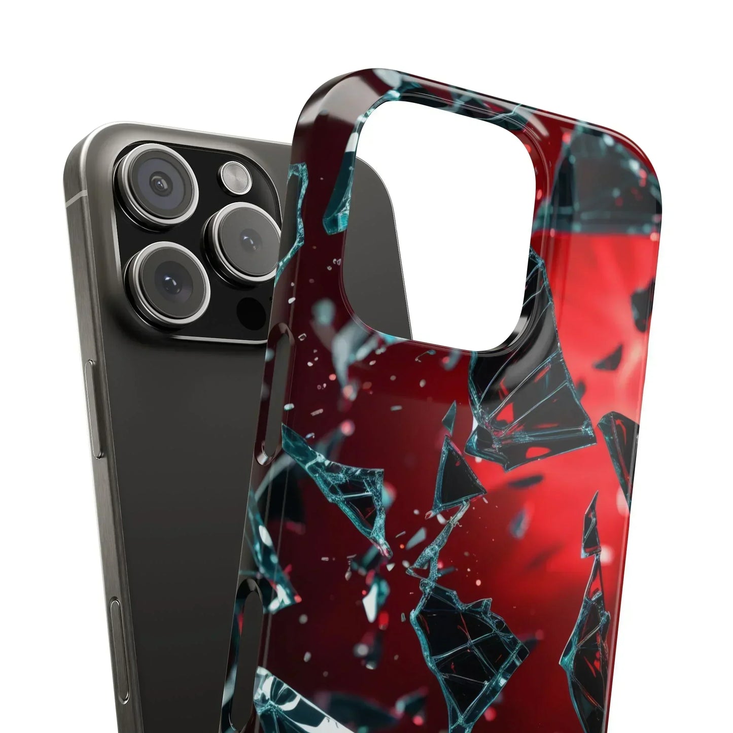 "Crimson Impact" Realistic Glass Shard Snap Phone Case for iPhone 7-16 and Samsung Galaxy S10-S24 Models - KarArmDesign