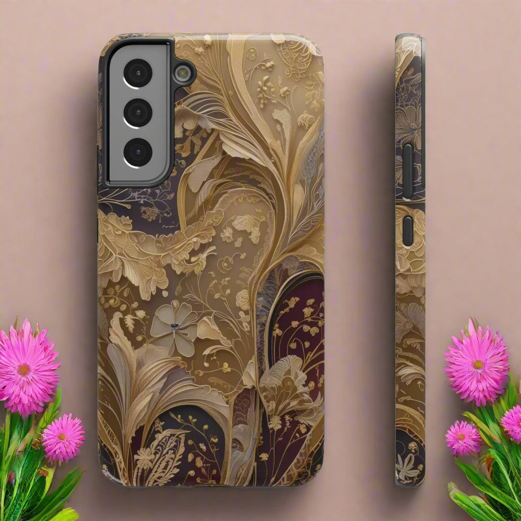Botanical Luxury Design Impact-Resistant Phone Case for iPhone 12-16 and Galaxy S21-S22 Models - KarArmDesign