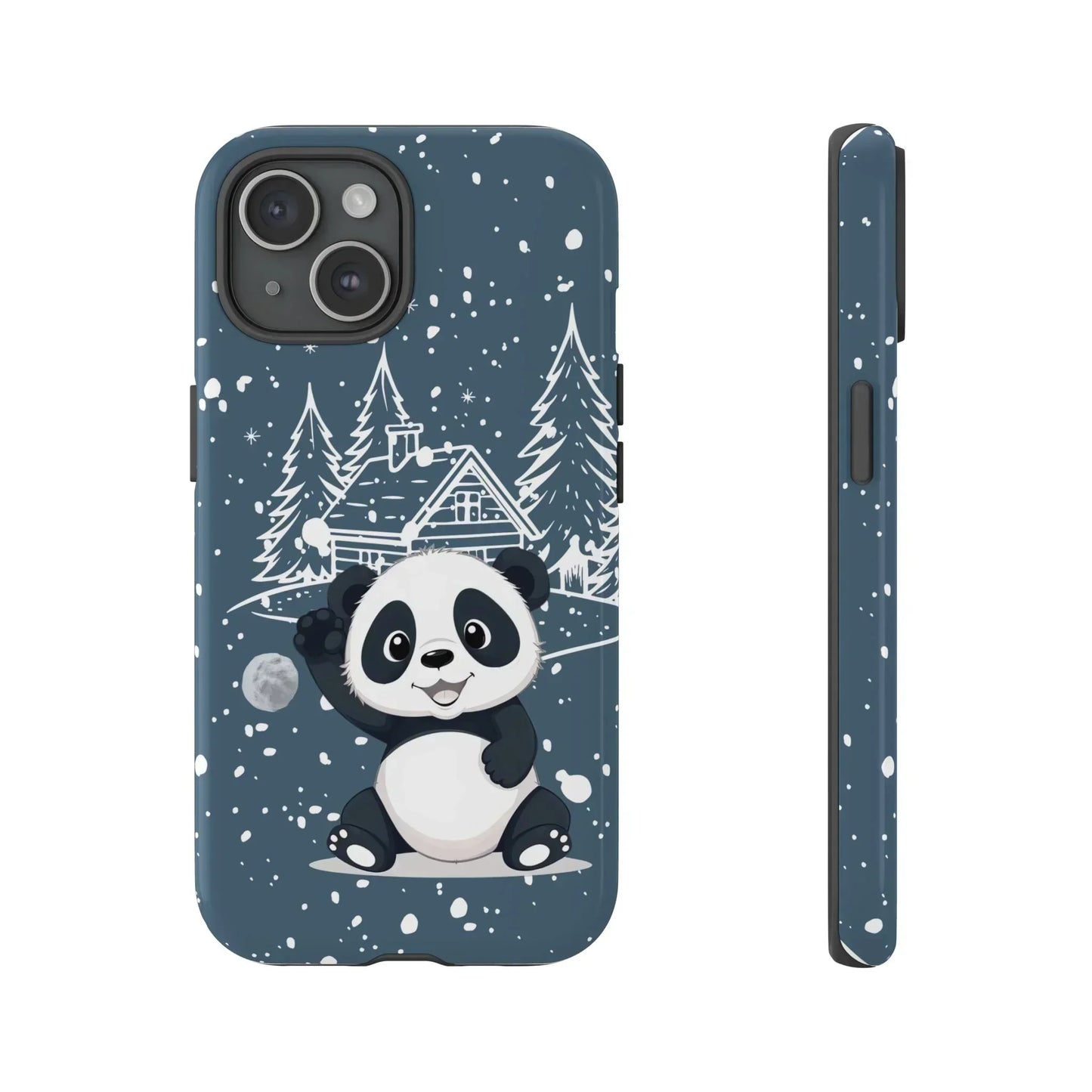 Cute Panda in a Winter Wonderland Phone Case for iPhone 8-16 Models - KarArmDesign