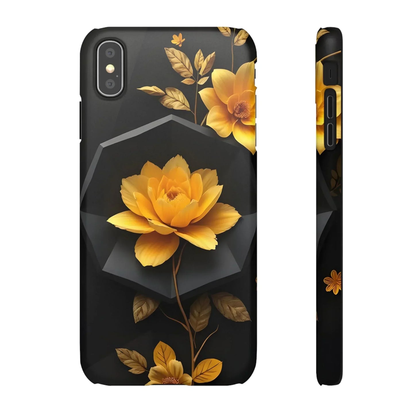 Yellow Floral Phone Case for iPhone 7-16 and Samsung Galaxy S10-S24 Models - KarArmDesign