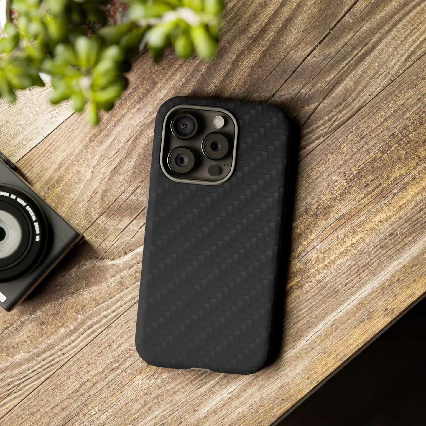 Black Carbon Phone Case Tough Case for iPhone 8-16 and Google Pixel up to 9 Models - KarArmDesign