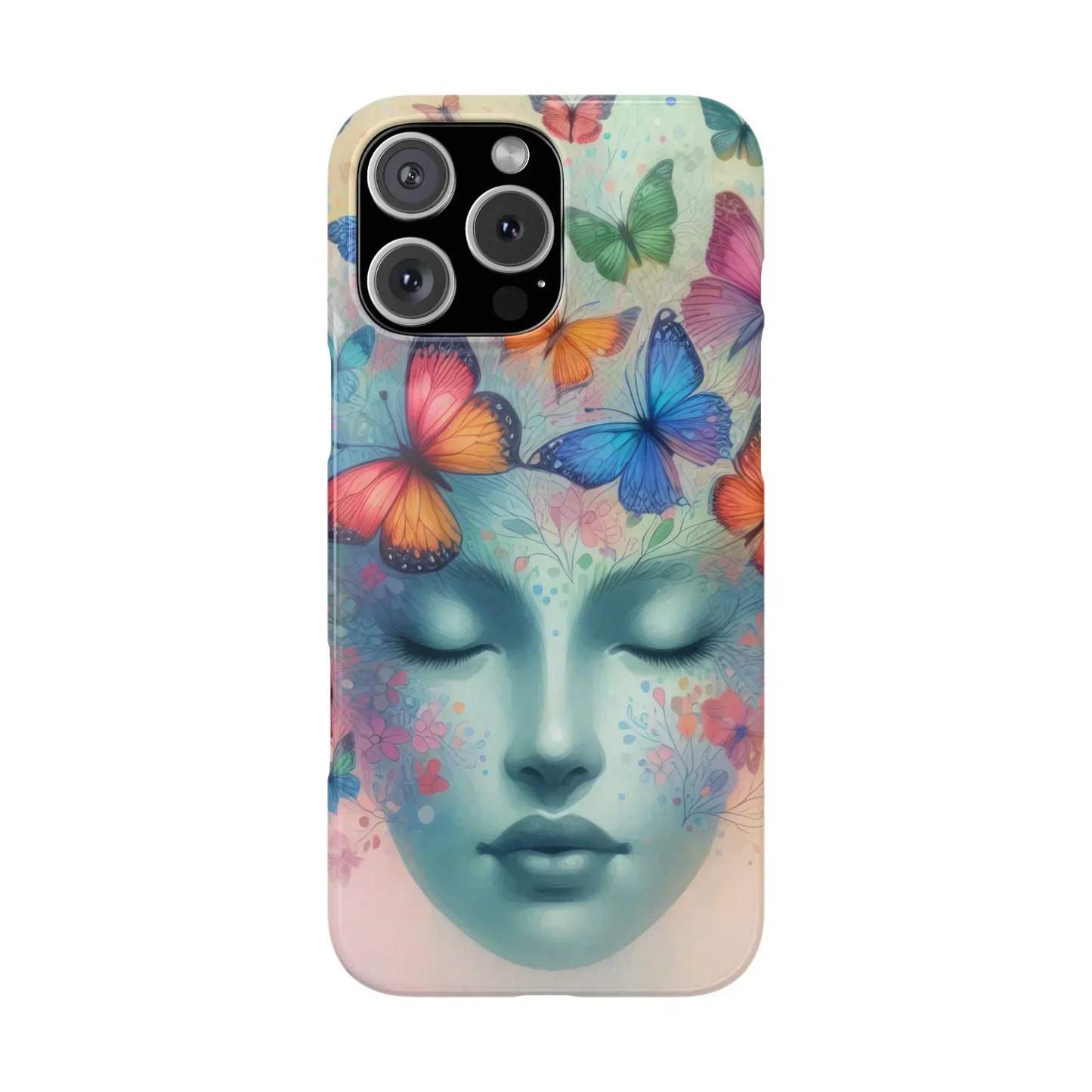 Butterfly Bloom Dreamy Woman with Closed Eyes Tough Phone Case for iPhone - KarArmDesign