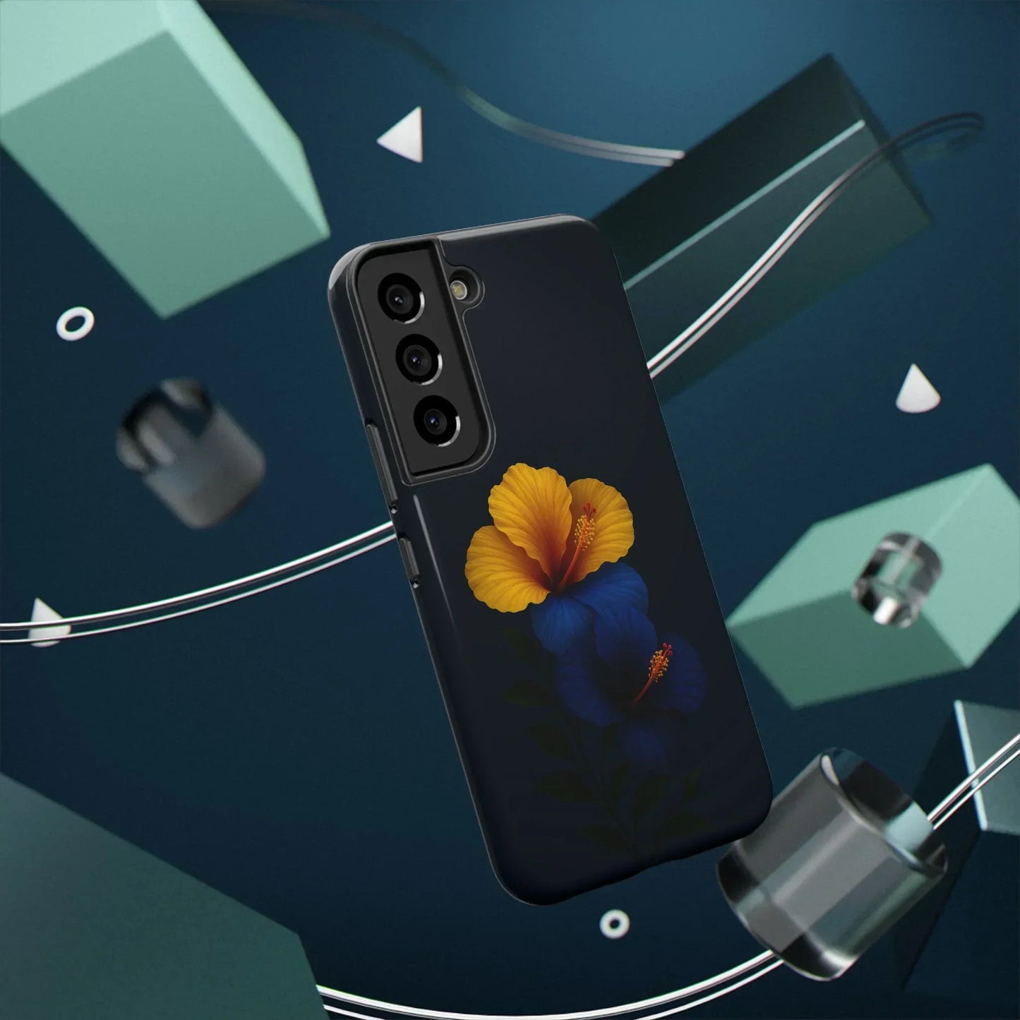 Elegant hibiscus phone case Impact-Resistant Cases for iPhone 12-16 and Samsung Galaxy S21-S22 Models - KarArmDesign
