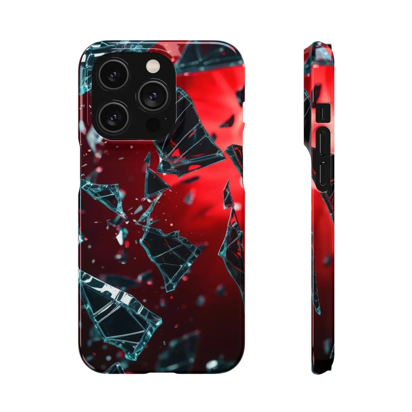 "Crimson Impact" Realistic Glass Shard Snap Phone Case for iPhone 7-16 and Samsung Galaxy S10-S24 Models - KarArmDesign