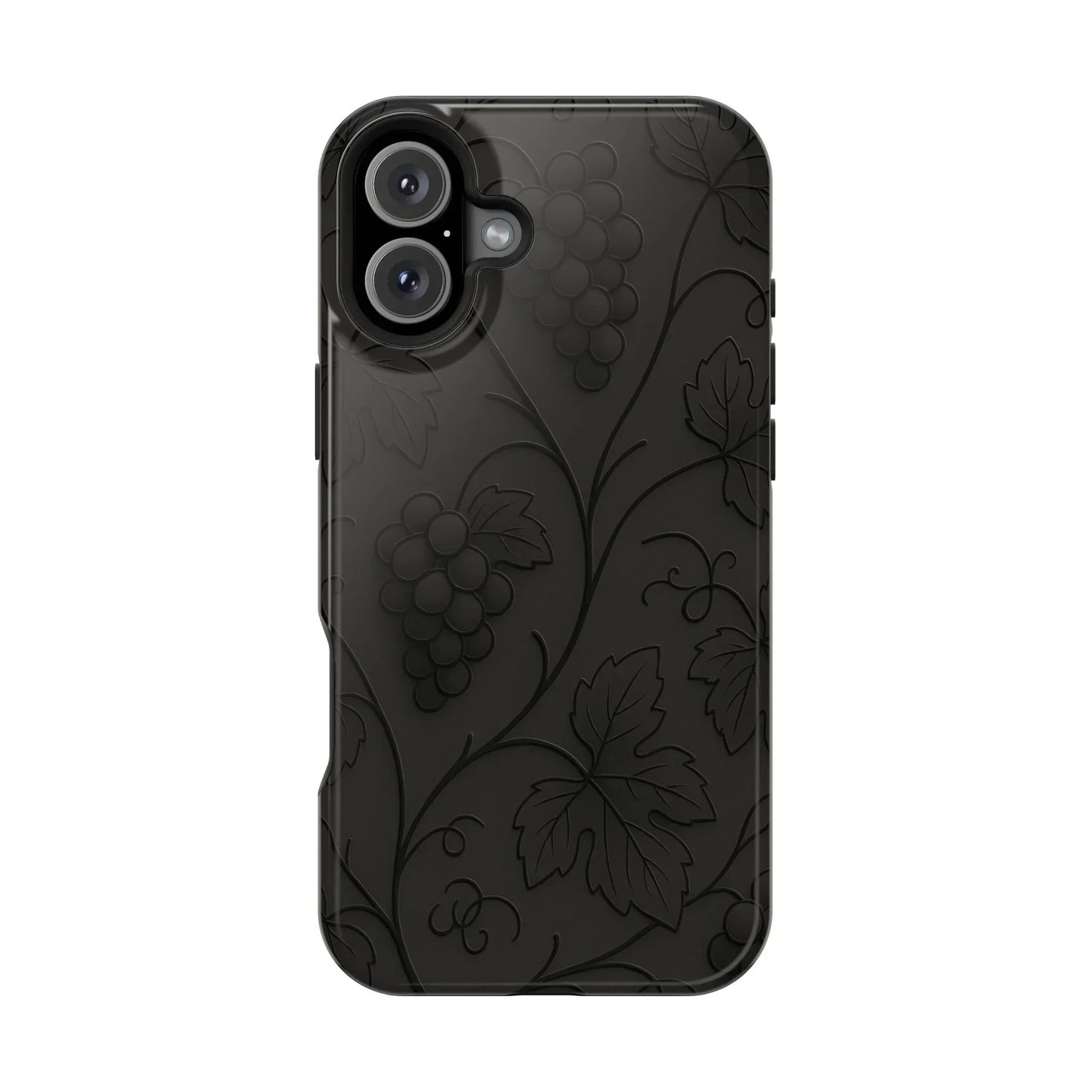 Elegant Embossed Grape Leaf Black Phone Case for iPhone and Galaxy - KarArmDesign
