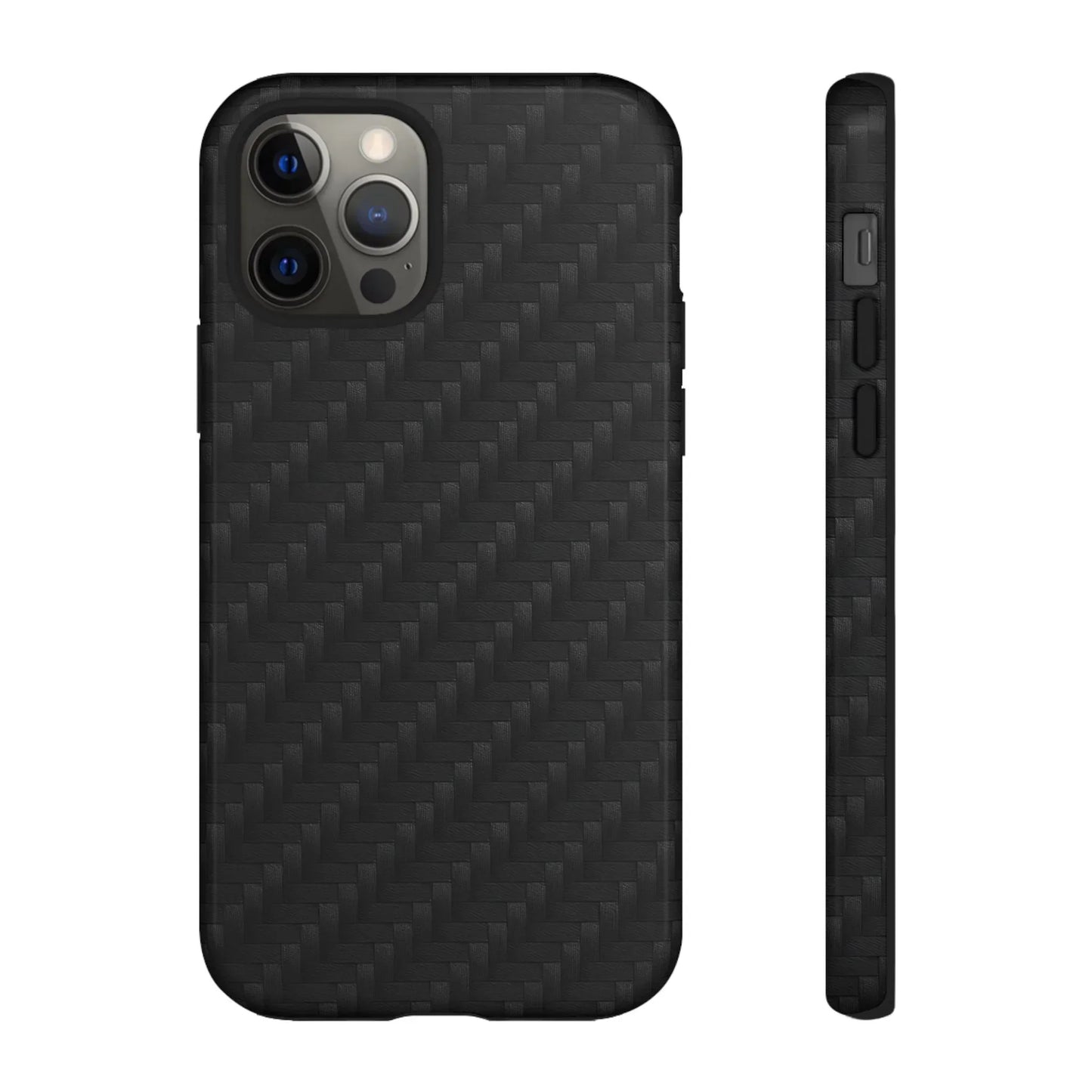 Black Carbon Phone Case Tough Case for iPhone 8-16 and Google Pixel up to 9 Models - KarArmDesign