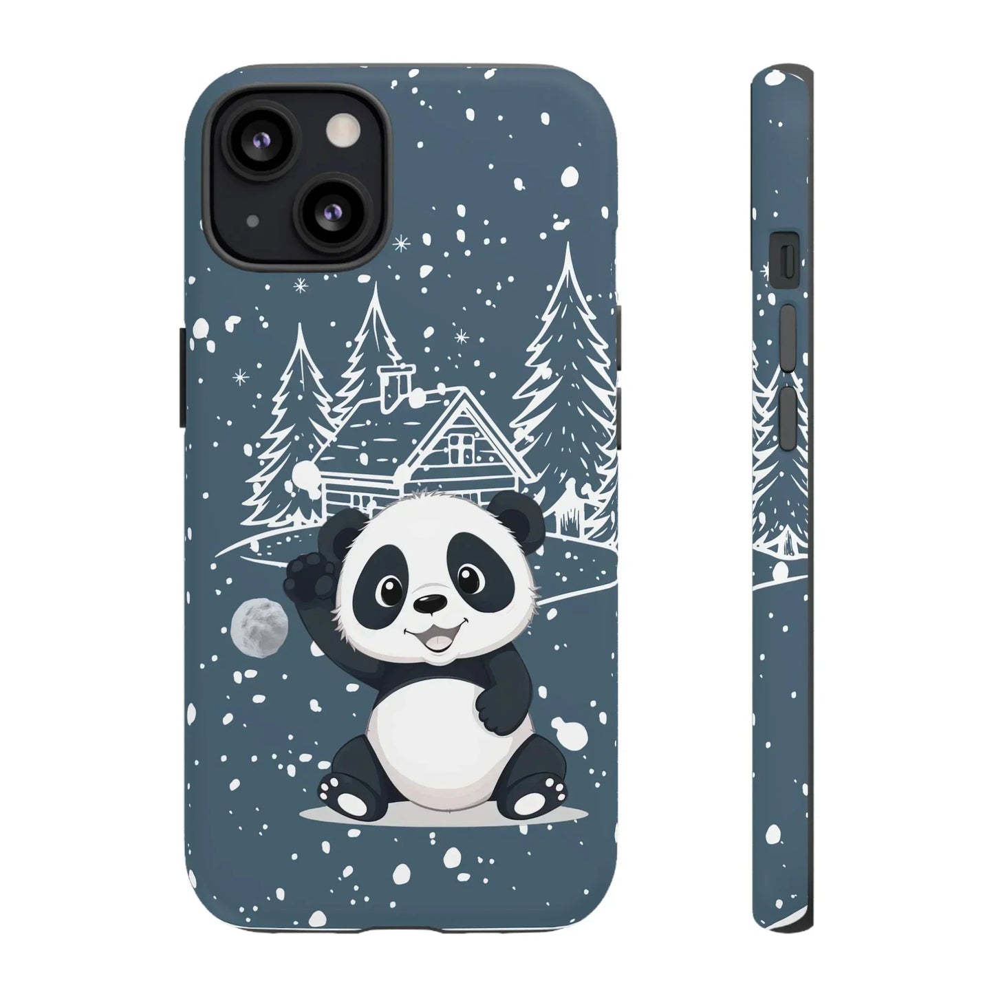 Cute Panda in a Winter Wonderland Phone Case for iPhone 8-16 Models - KarArmDesign