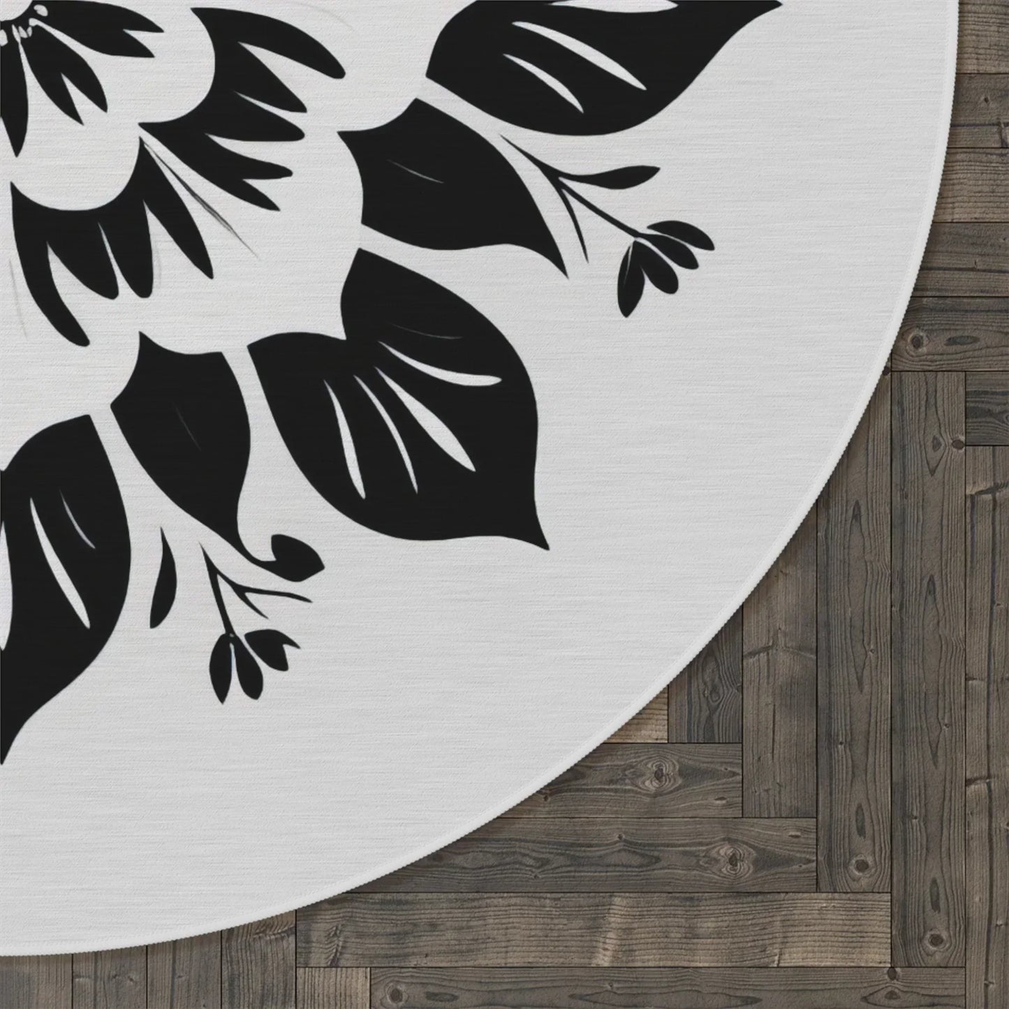 Round Rug with Intricate Black Mandala Pattern - KarArmDesign