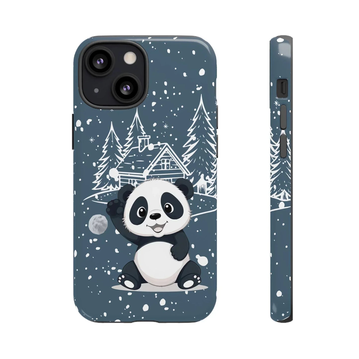 Cute Panda in a Winter Wonderland Phone Case for iPhone 8-16 Models - KarArmDesign
