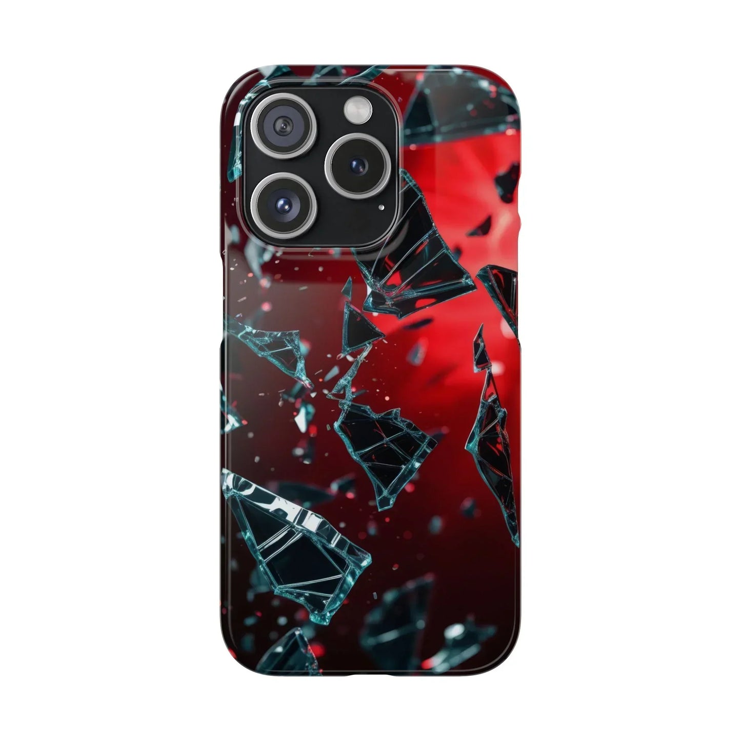 "Crimson Impact" Realistic Glass Shard Snap Phone Case for iPhone 7-16 and Samsung Galaxy S10-S24 Models - KarArmDesign