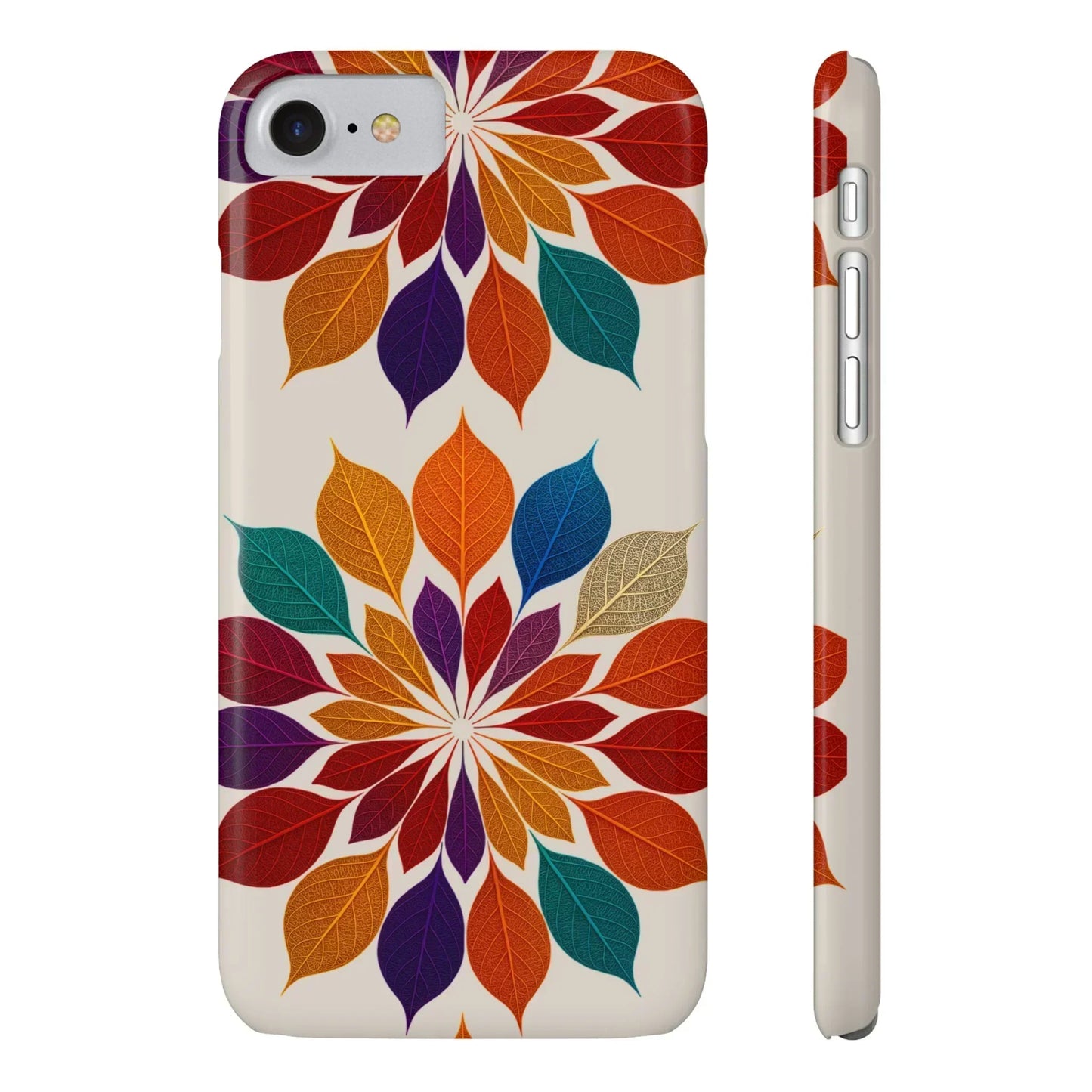 Leaf Mandala Botanical Burst Design Slim Phone Case for iPhone 7-16 Models - KarArmDesign