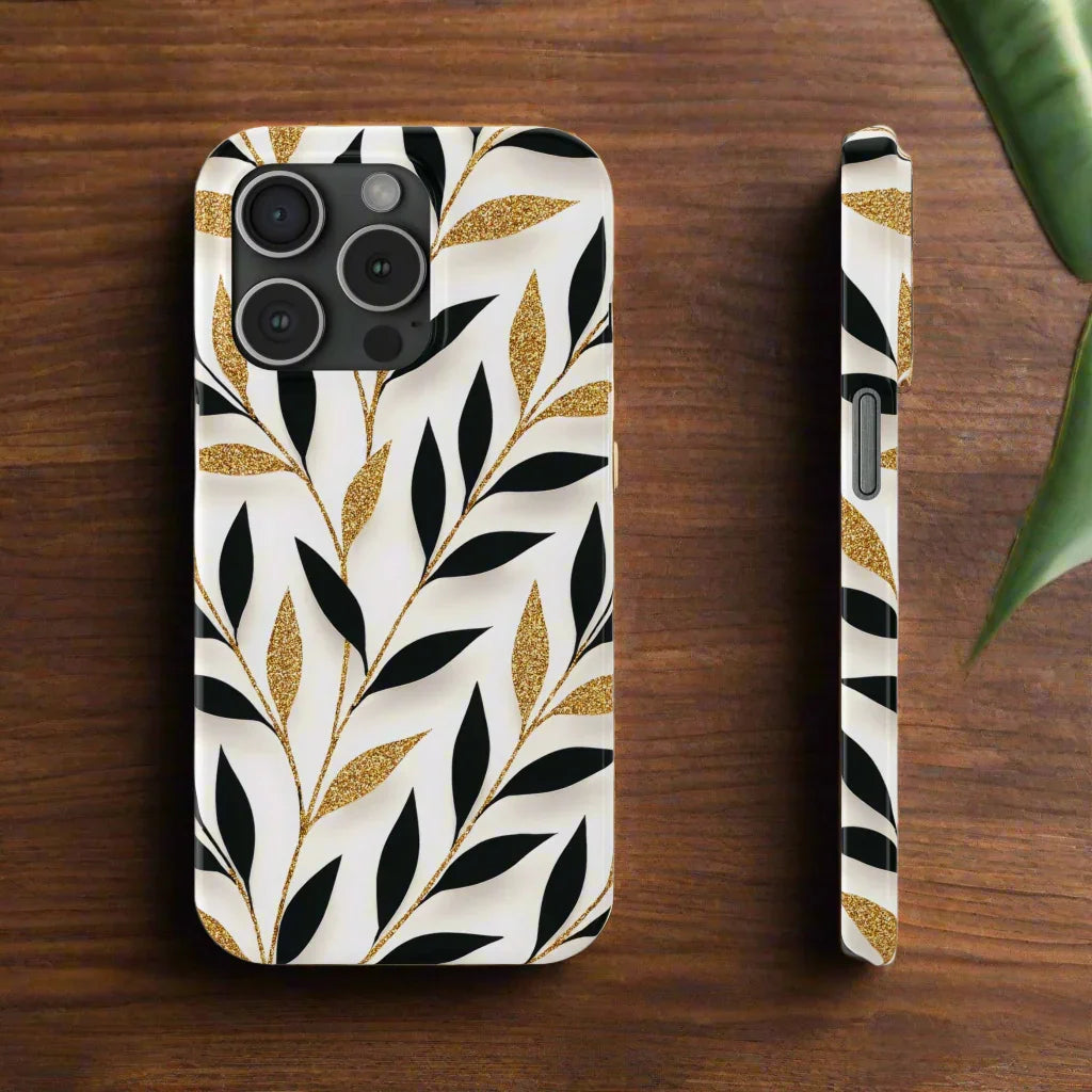 Botanical Gold Leaf Phone Case for iPhone 7-16 Models - KarArmDesign