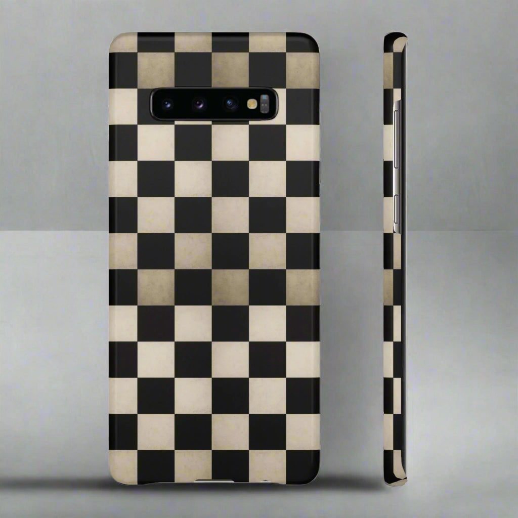Stylish Matte Checker Phone Case for iPhone 7-16 and Samsung Galaxy S10-S24 Models - KarArmDesign