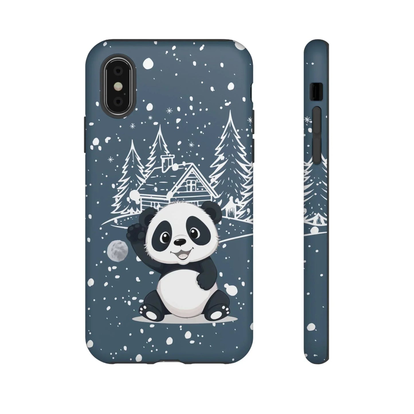 Cute Panda in a Winter Wonderland Phone Case for iPhone 8-16 Models - KarArmDesign