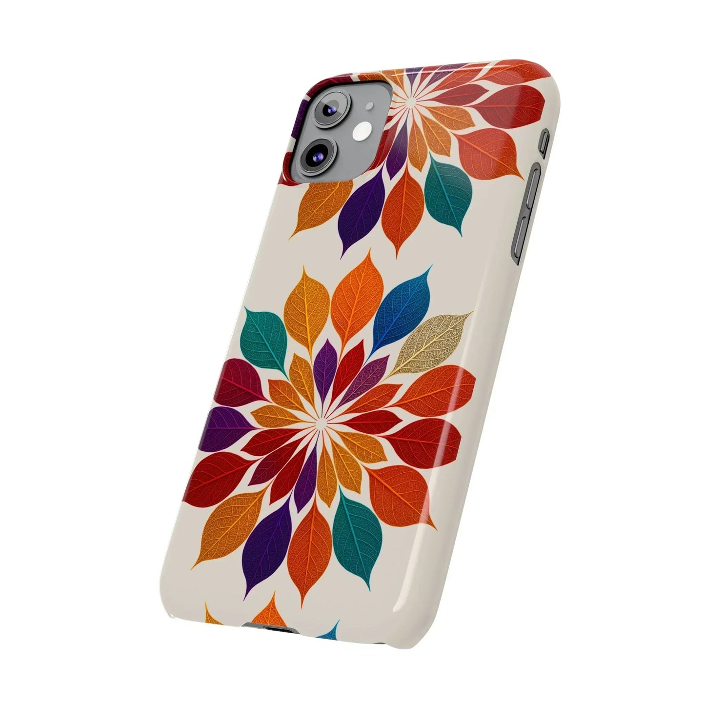 Leaf Mandala Botanical Burst Design Slim Phone Case for iPhone 7-16 Models - KarArmDesign