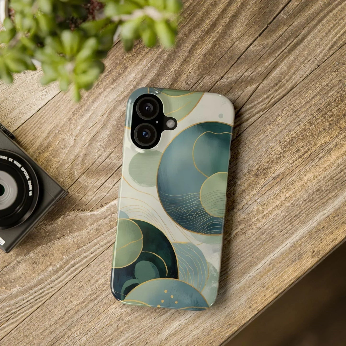 Abstract Teal Slim Phone Case for iPhone 12-16 Models - KarArmDesign