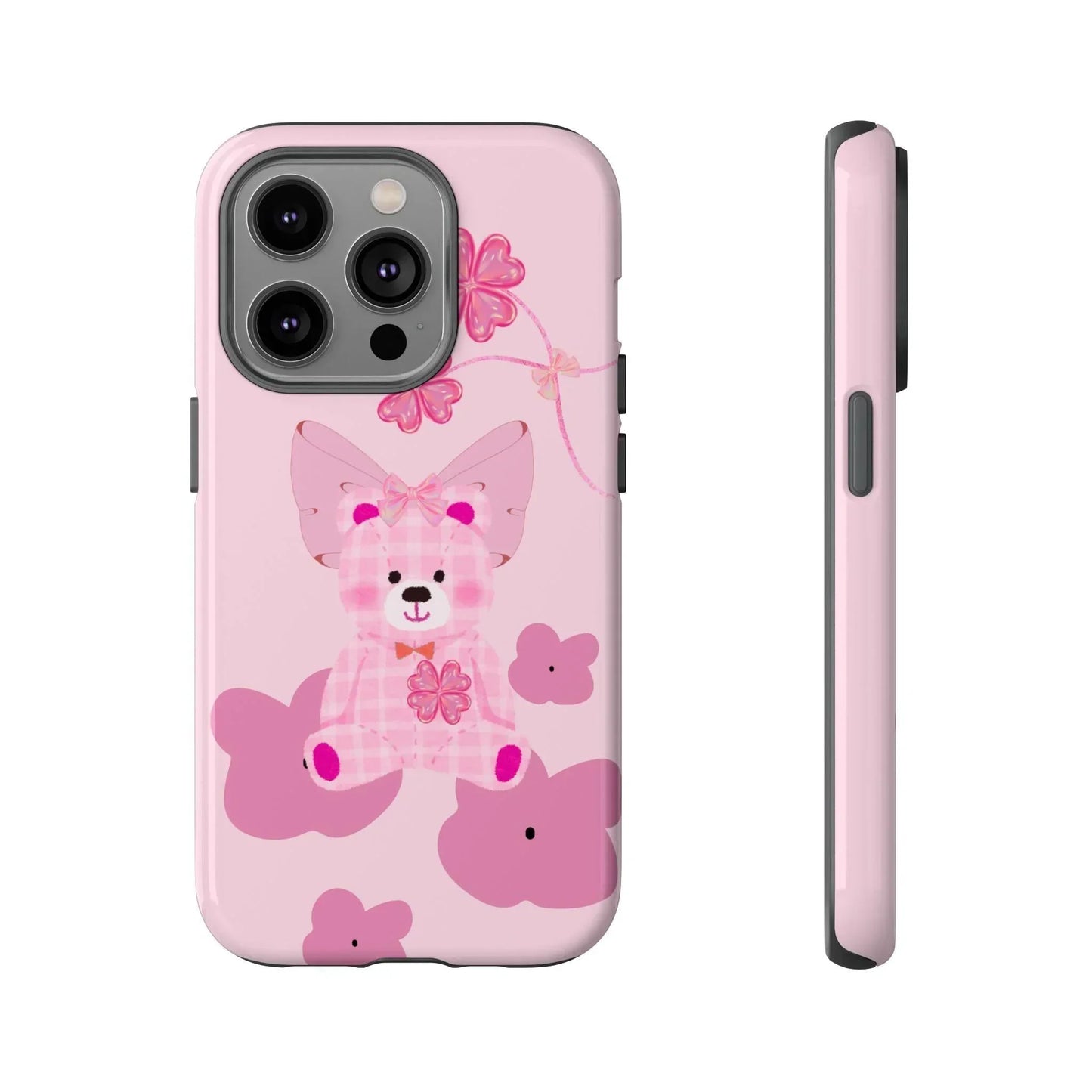 Pink Teddy Bear Phone Cases for iPhone, Pixel and Galaxy Models - KarArmDesign