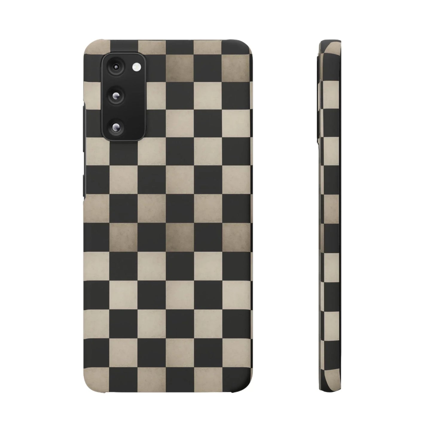 Stylish Matte Checker Phone Case for iPhone 7-16 and Samsung Galaxy S10-S24 Models - KarArmDesign