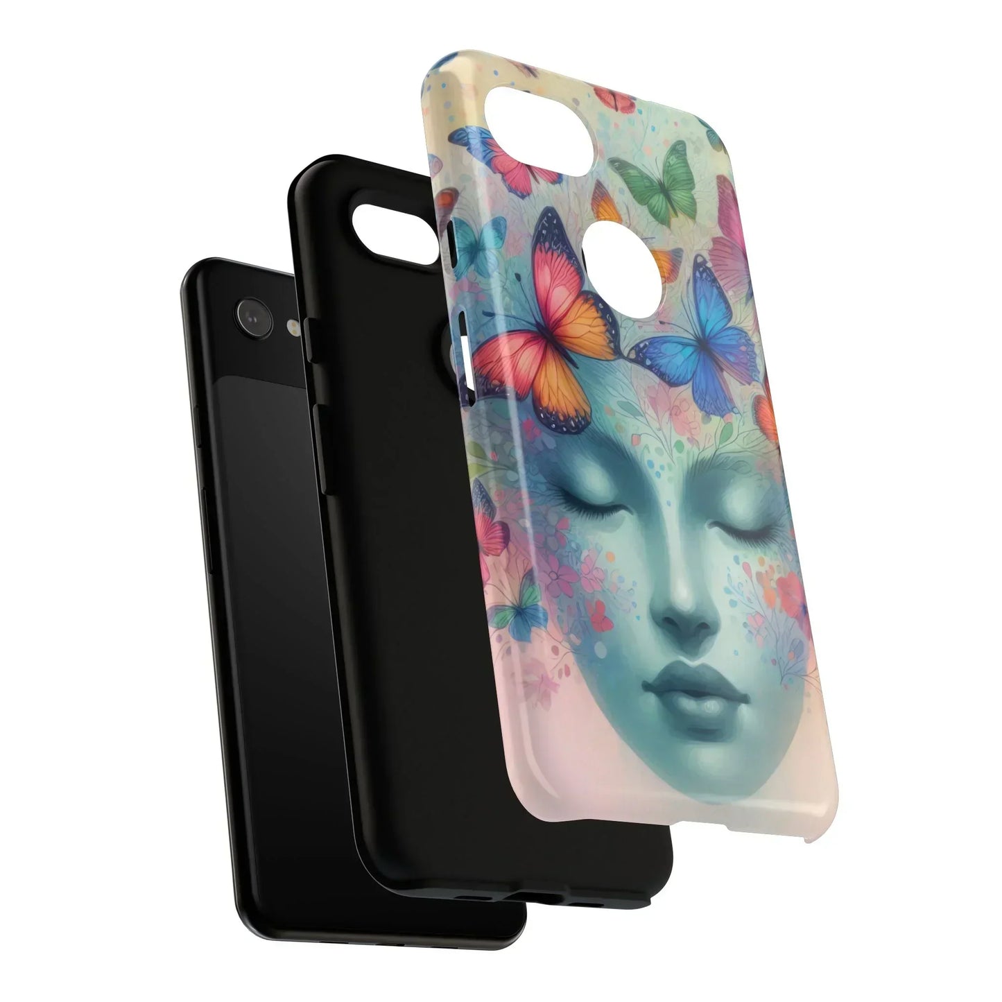 Butterfly Bloom Dreamy Woman Phone Case for Galaxy and Pixel - KarArmDesign
