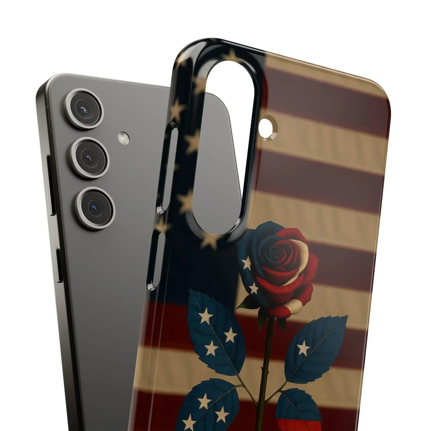 American Rose Flag Phone Case for iPhone 7-16 and Samsung Galaxy S10-S24 Models - KarArmDesign