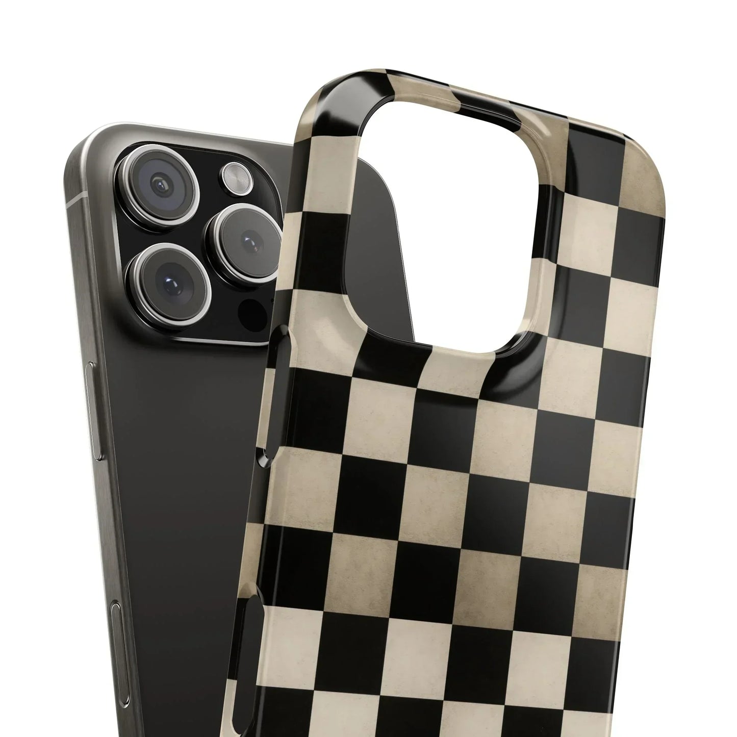 Stylish Matte Checker Phone Case for iPhone 7-16 and Samsung Galaxy S10-S24 Models - KarArmDesign