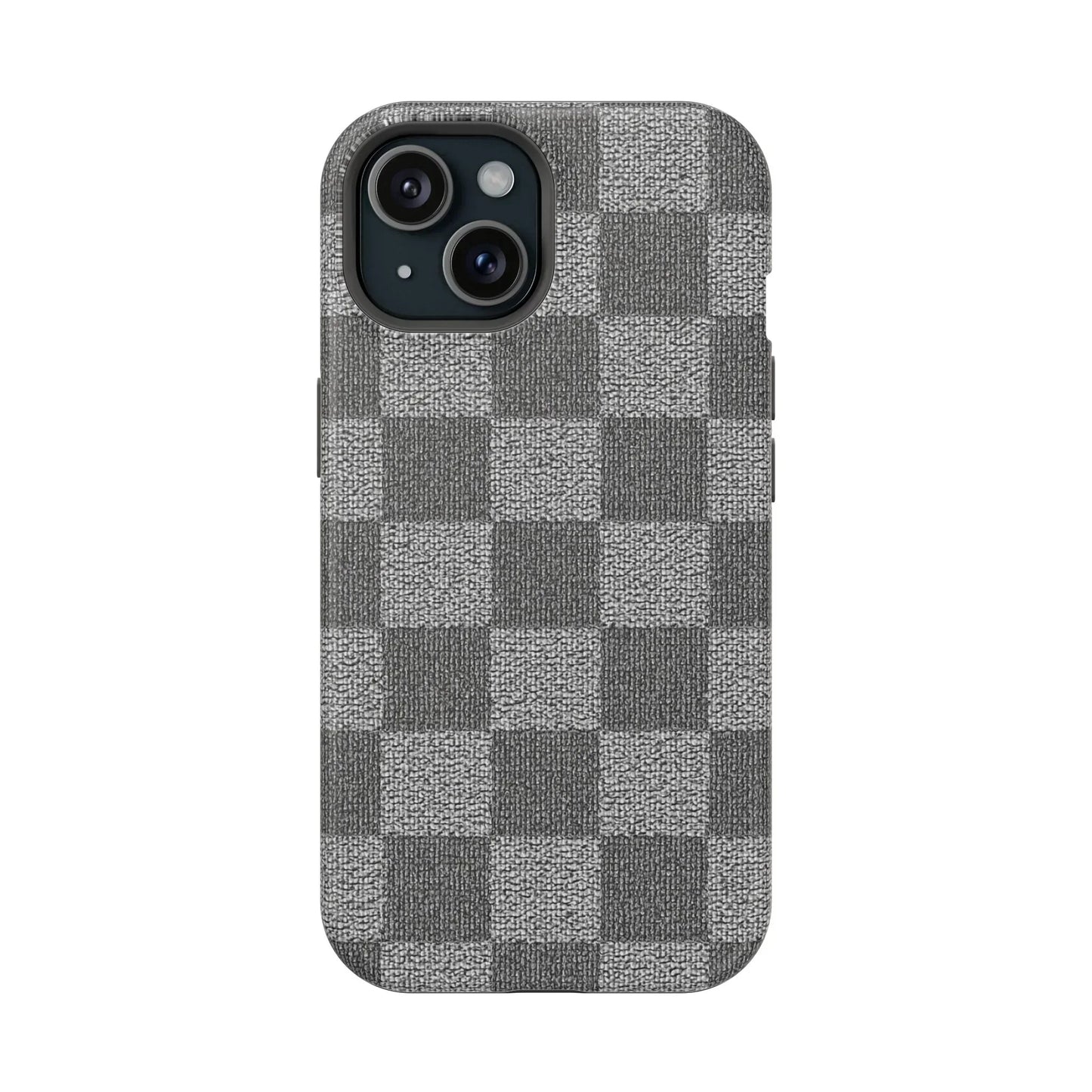 Gray Checkered Phone Case for iPhone 12-16 and Galaxy S21-S22 Models - KarArmDesign