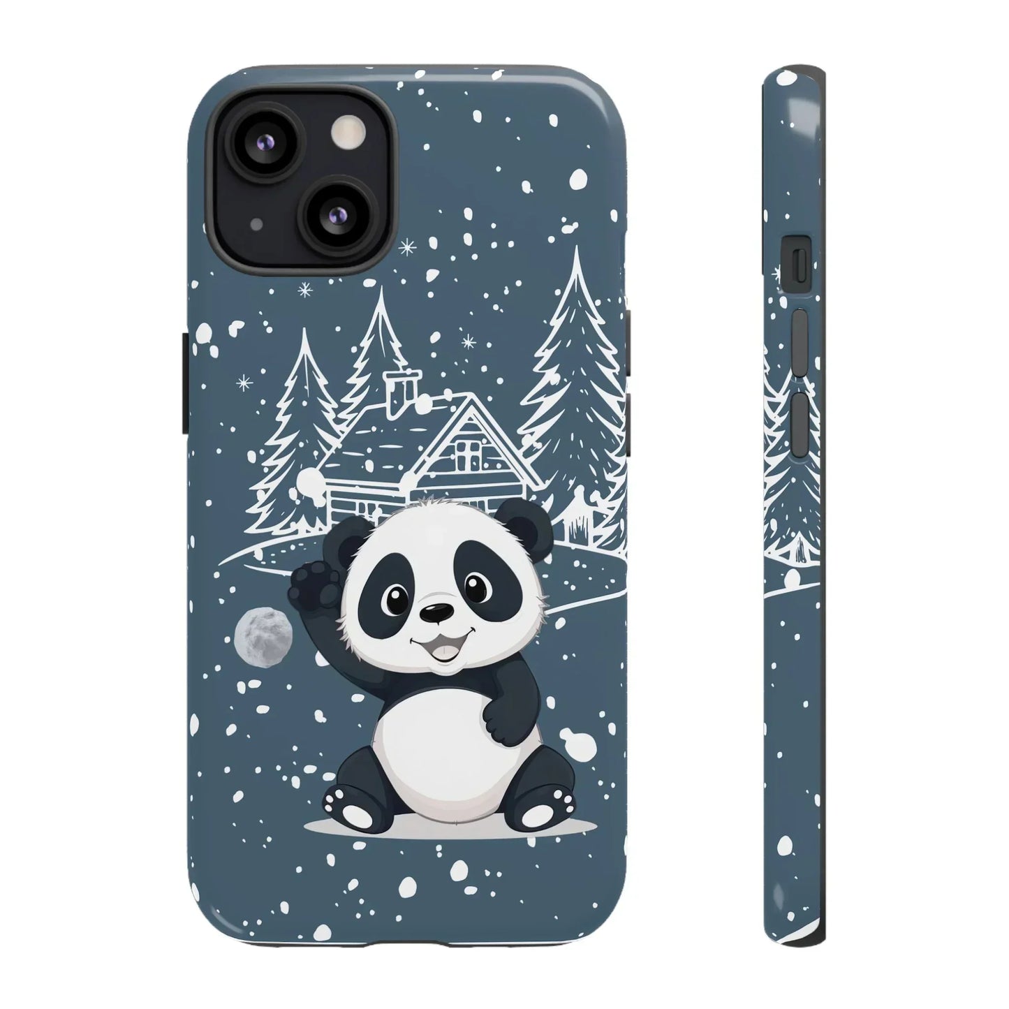 Cute Panda in a Winter Wonderland Phone Case for iPhone 8-16 Models - KarArmDesign