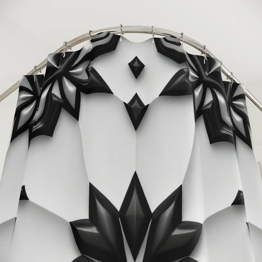 Abstract Black and White Modern Geometric Shower Curtain - KarArmDesign
