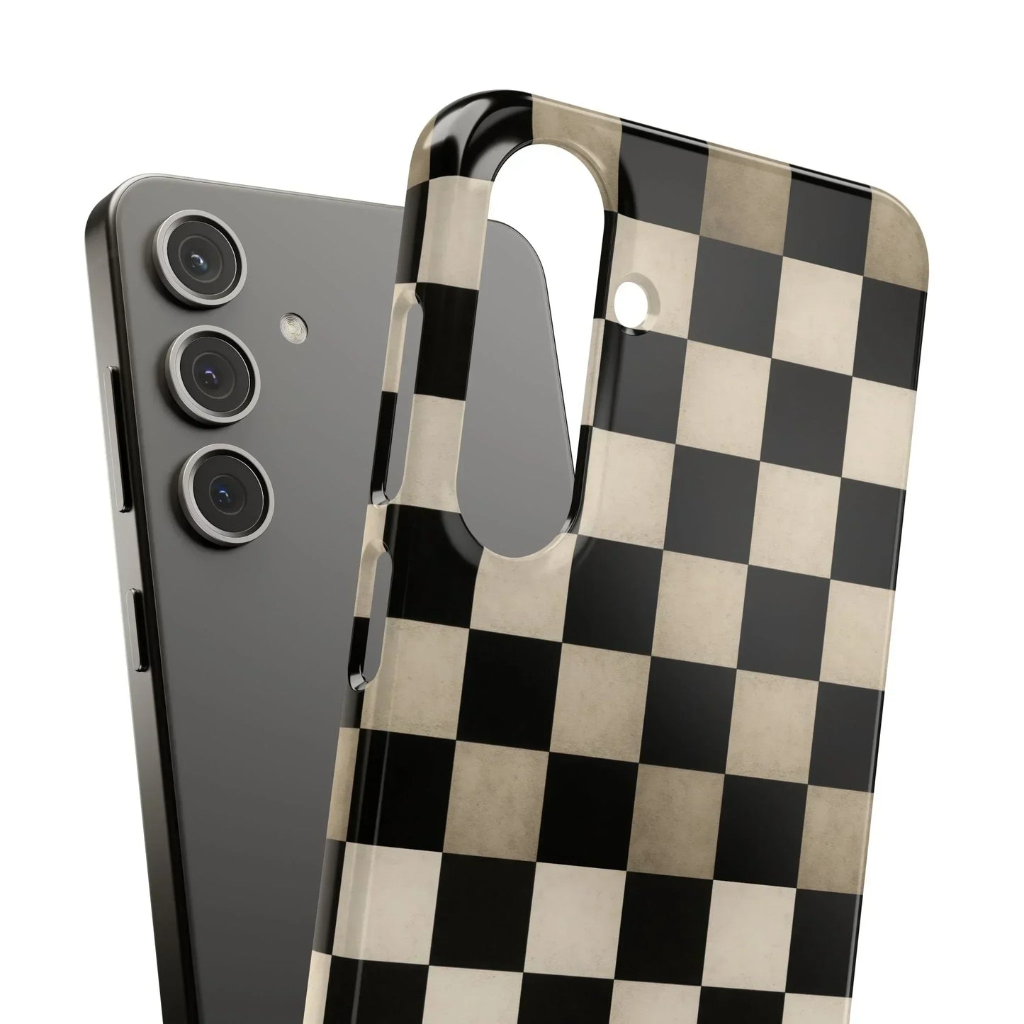 Stylish Matte Checker Phone Case for iPhone 7-16 and Samsung Galaxy S10-S24 Models - KarArmDesign