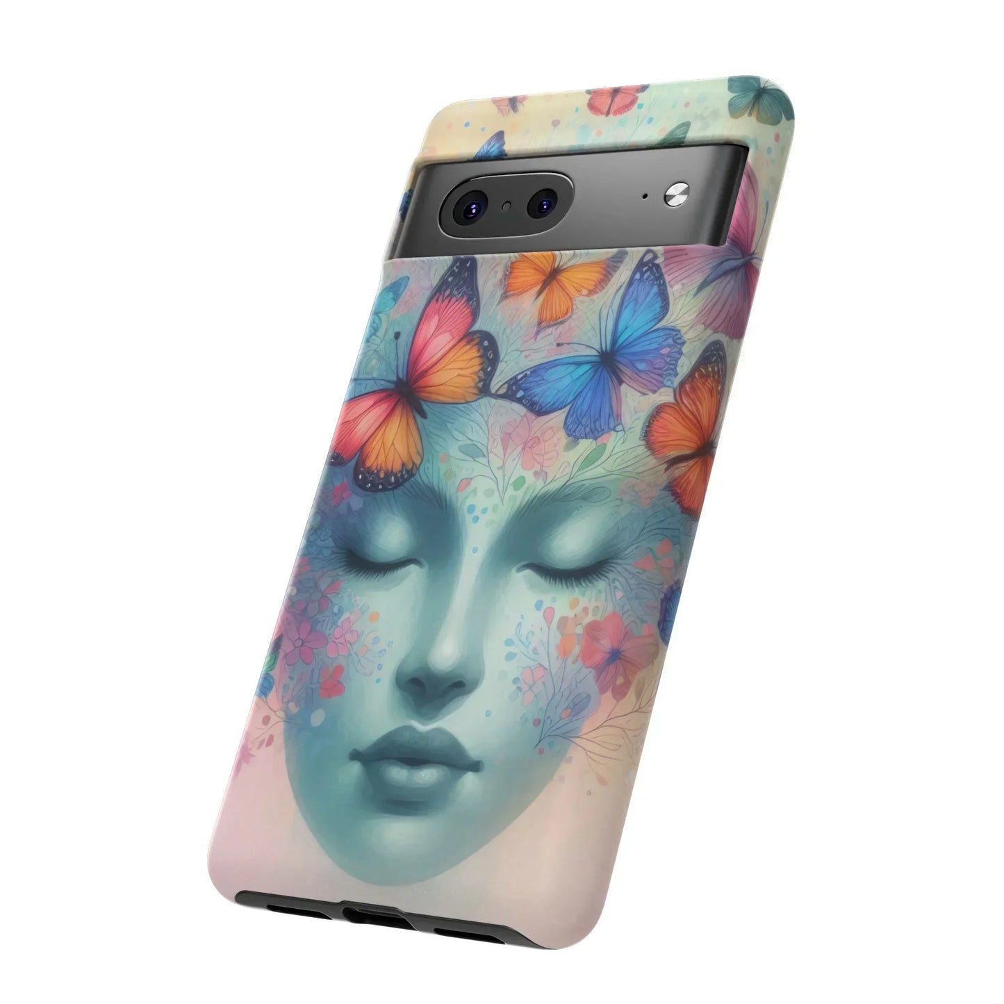 Butterfly Bloom Dreamy Woman Phone Case for Galaxy and Pixel - KarArmDesign