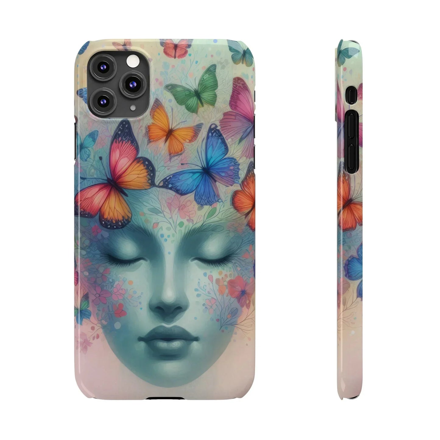 Butterfly Bloom Dreamy Woman with Closed Eyes Tough Phone Case for iPhone - KarArmDesign