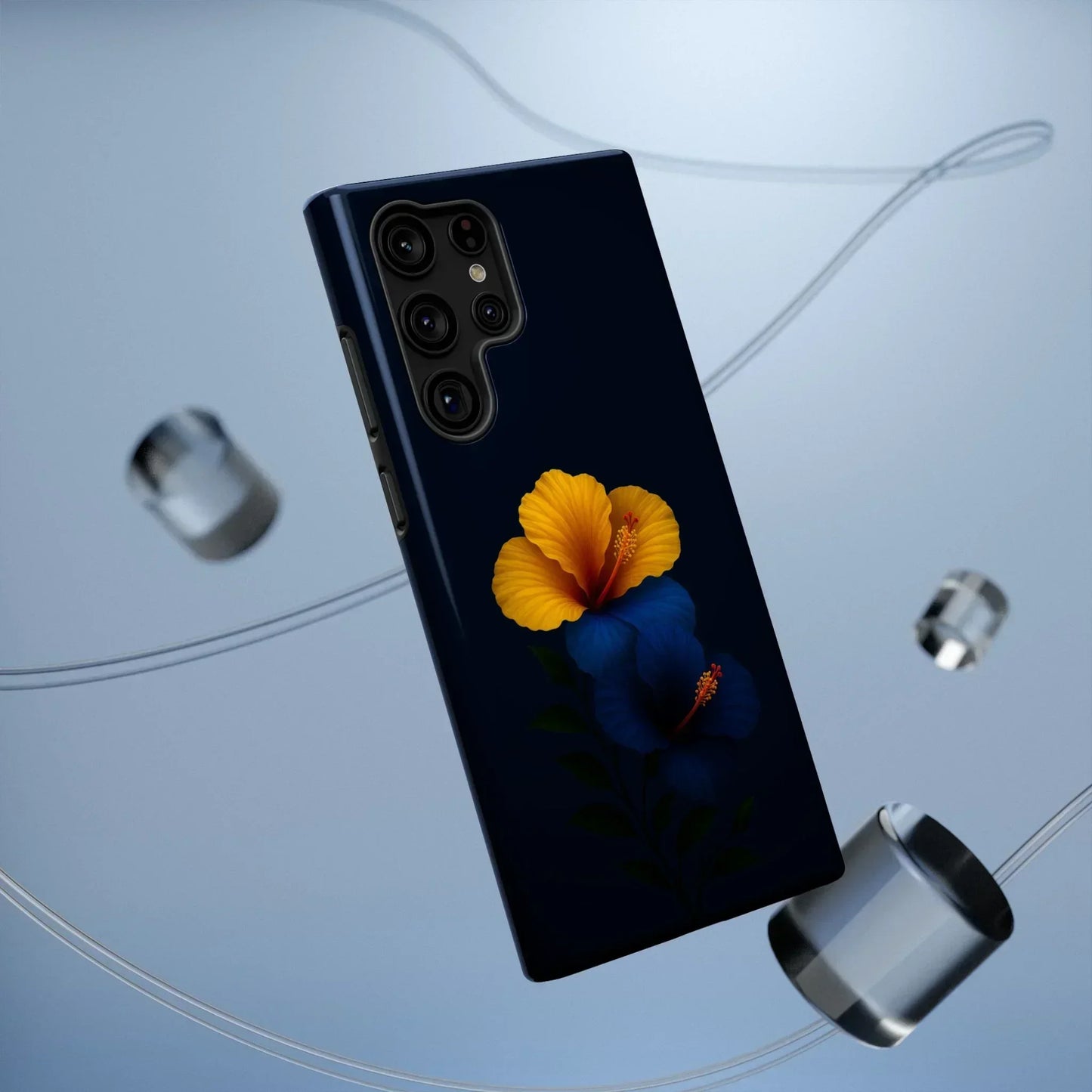 Elegant hibiscus phone case Impact-Resistant Cases for iPhone 12-16 and Samsung Galaxy S21-S22 Models - KarArmDesign