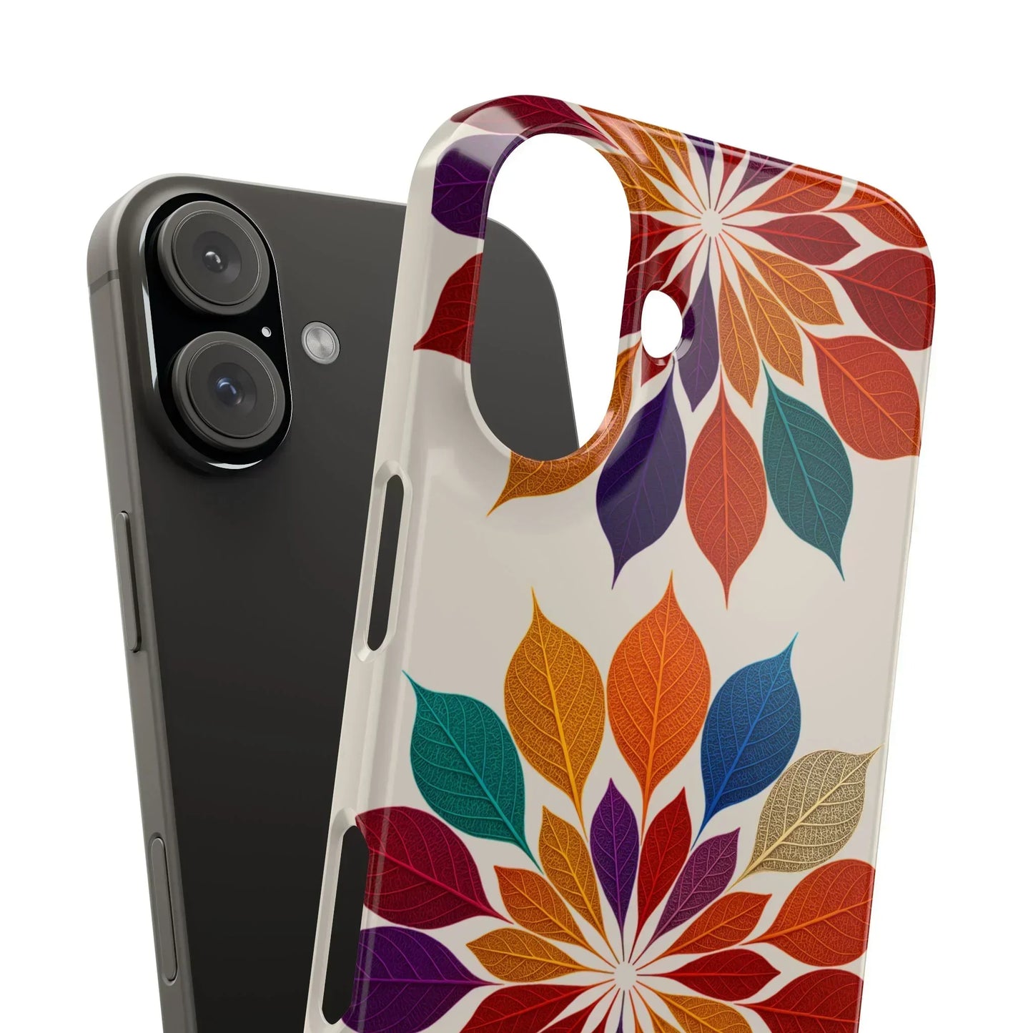 Leaf Mandala Botanical Burst Design Slim Phone Case for iPhone 7-16 Models - KarArmDesign