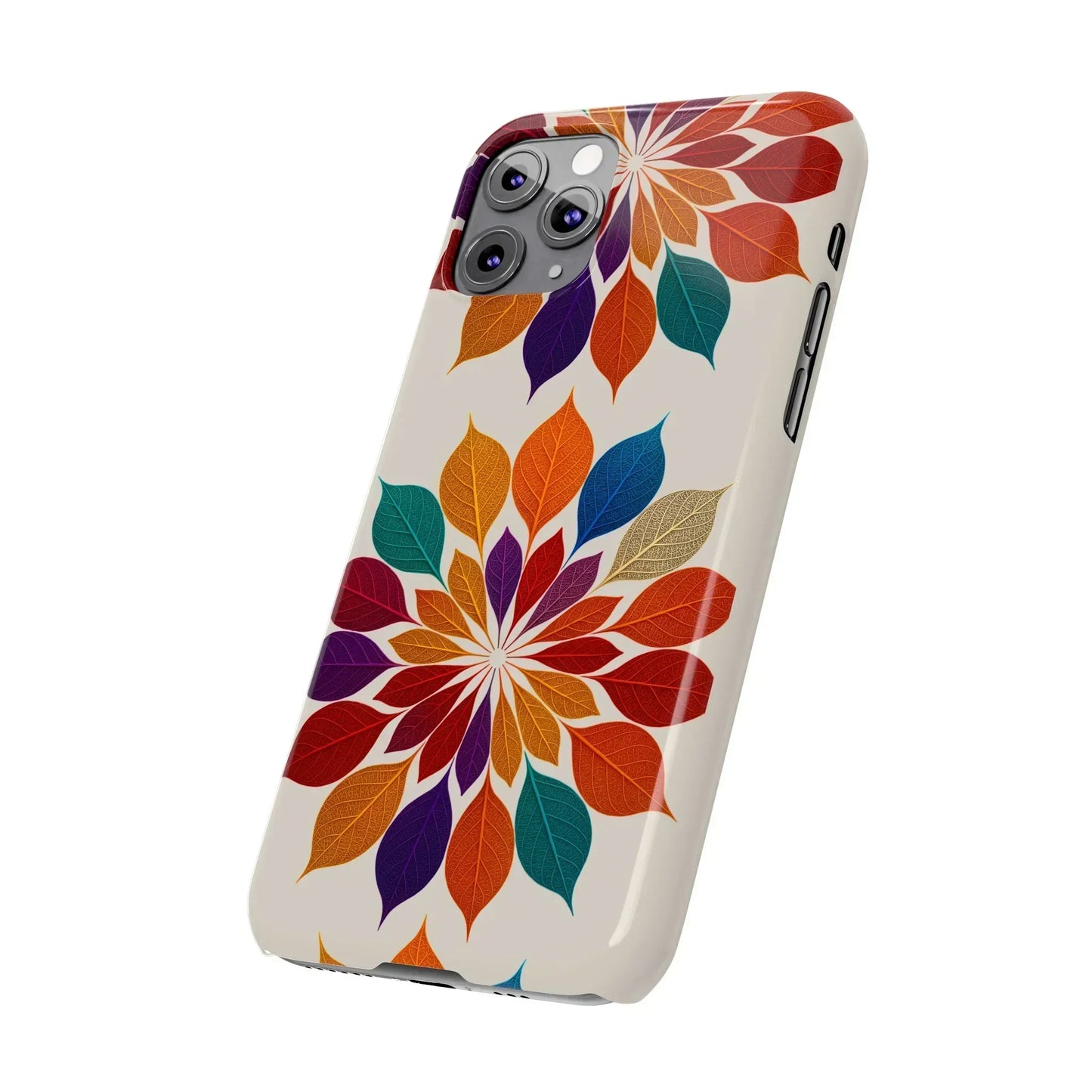 Leaf Mandala Botanical Burst Design Slim Phone Case for iPhone 7-16 Models - KarArmDesign