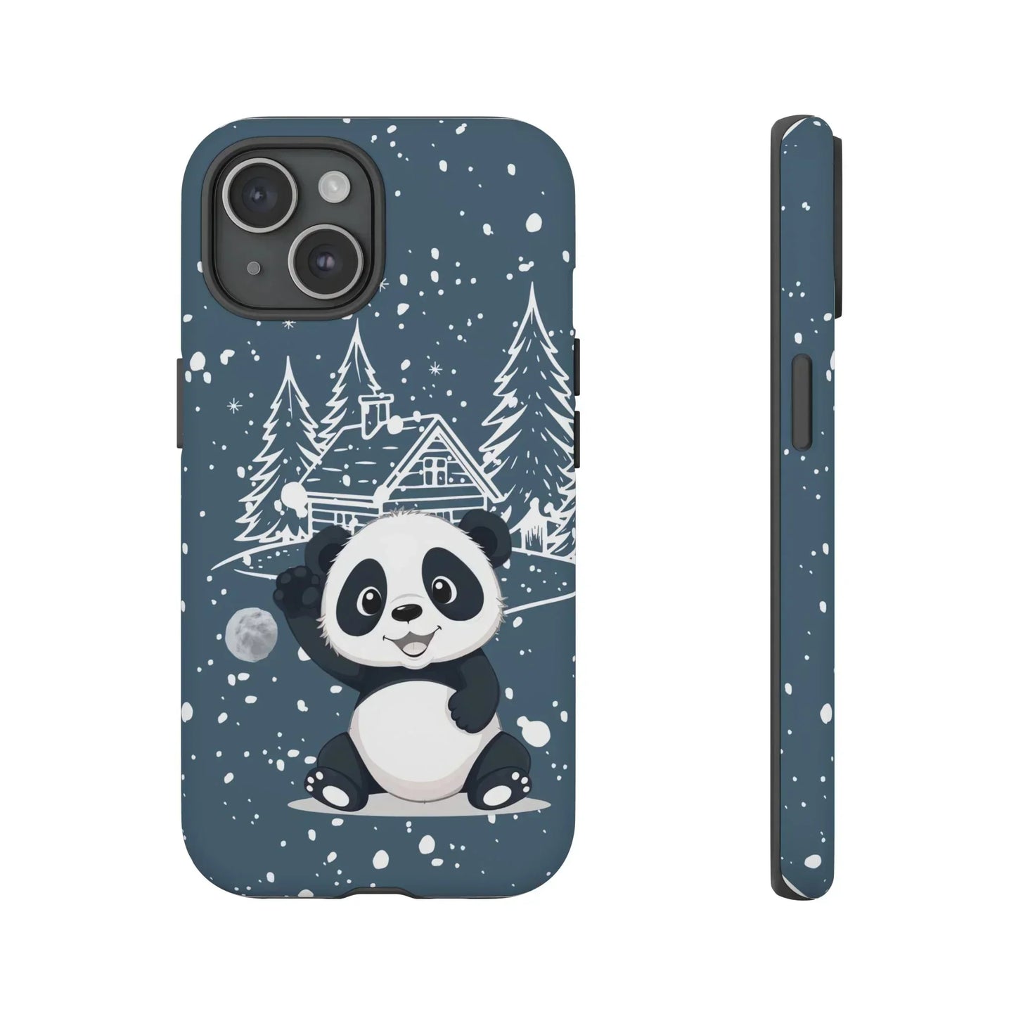 Cute Panda in a Winter Wonderland Phone Case for iPhone 8-16 Models - KarArmDesign