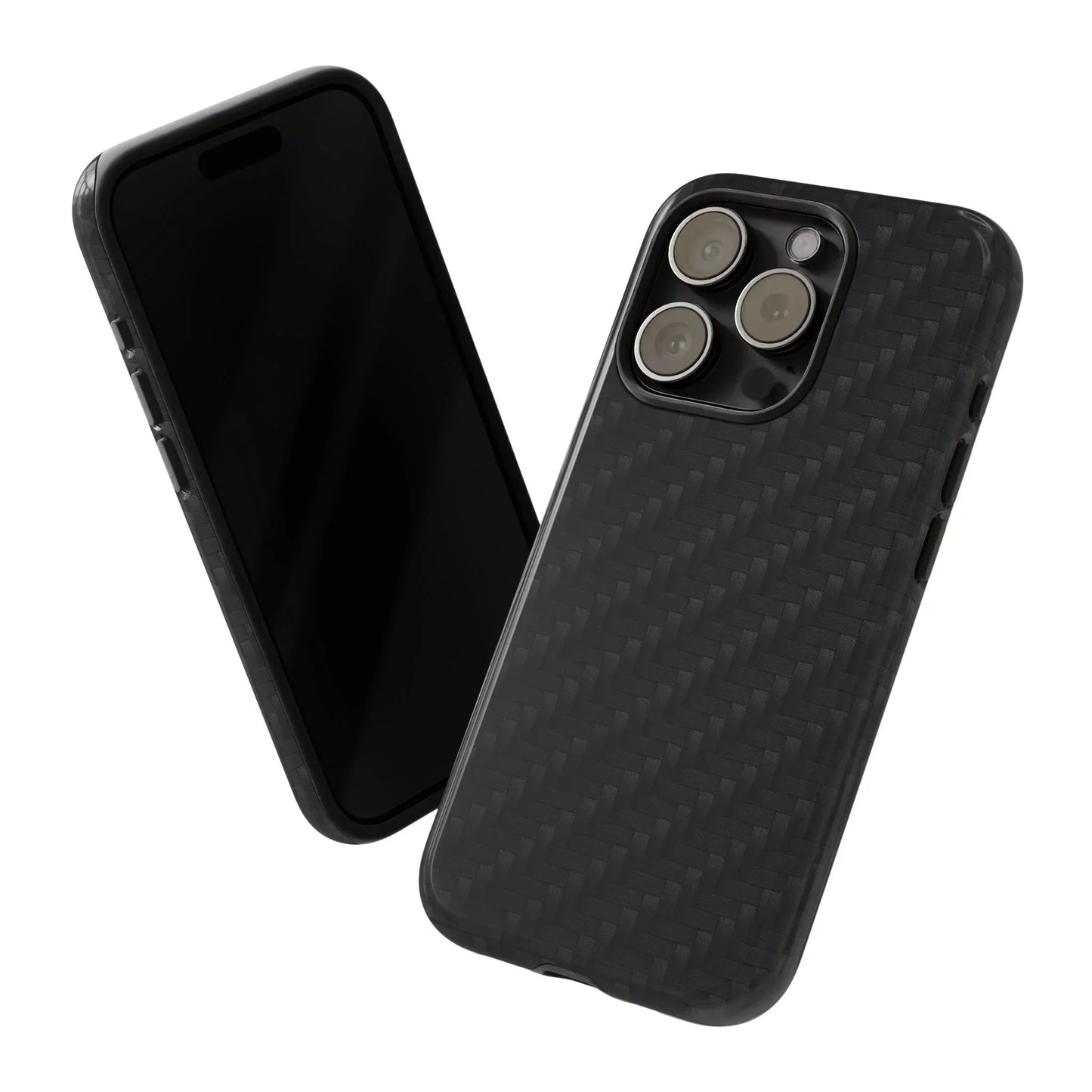 Black Carbon Phone Case Tough Case for iPhone 8-16 and Google Pixel up to 9 Models - KarArmDesign