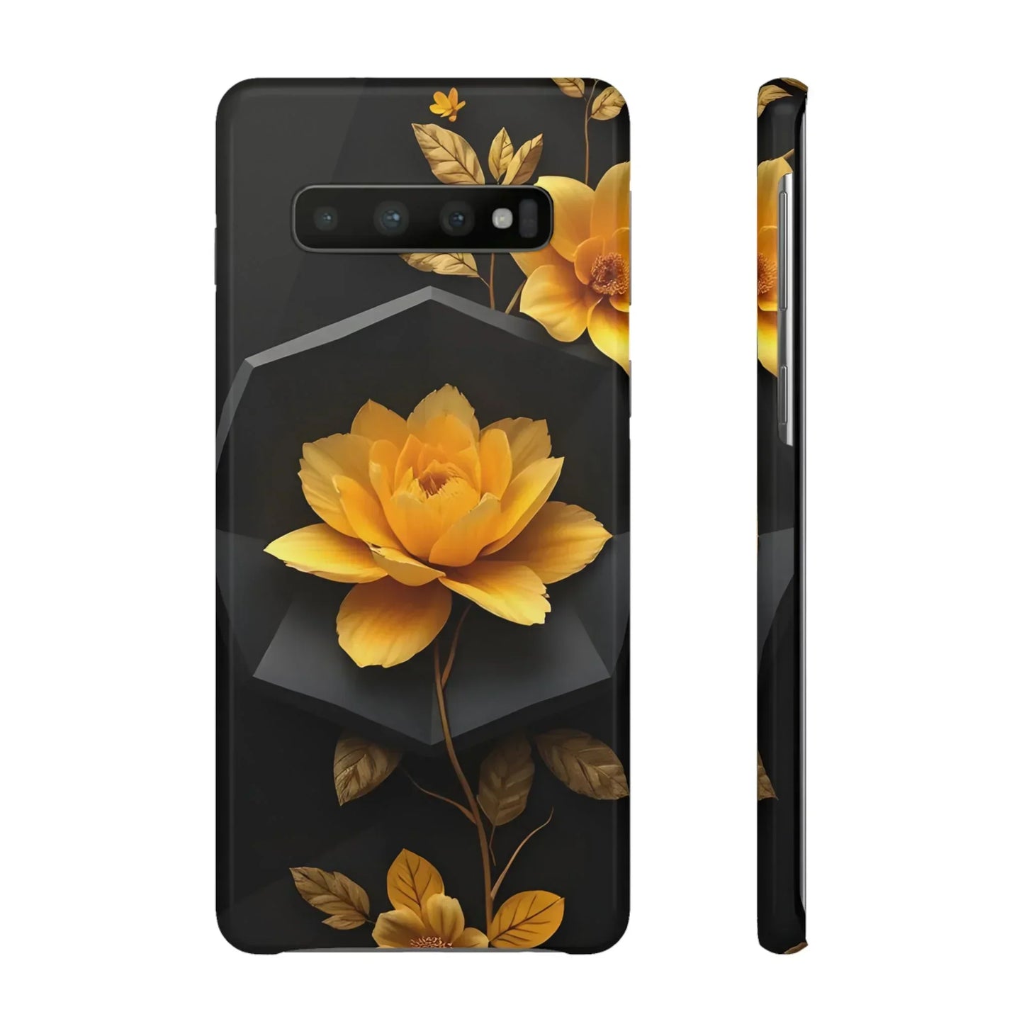 Yellow Floral Phone Case for iPhone 7-16 and Samsung Galaxy S10-S24 Models - KarArmDesign