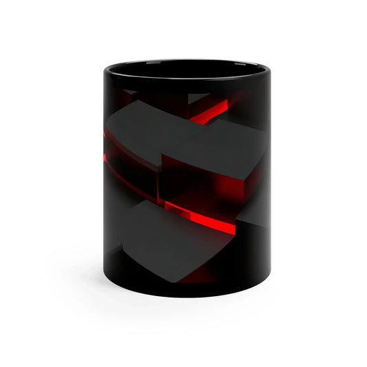 Abstract Red & Black Tech Mug – Futuristic 3D Geometric Design - 11oz - KarArmDesign