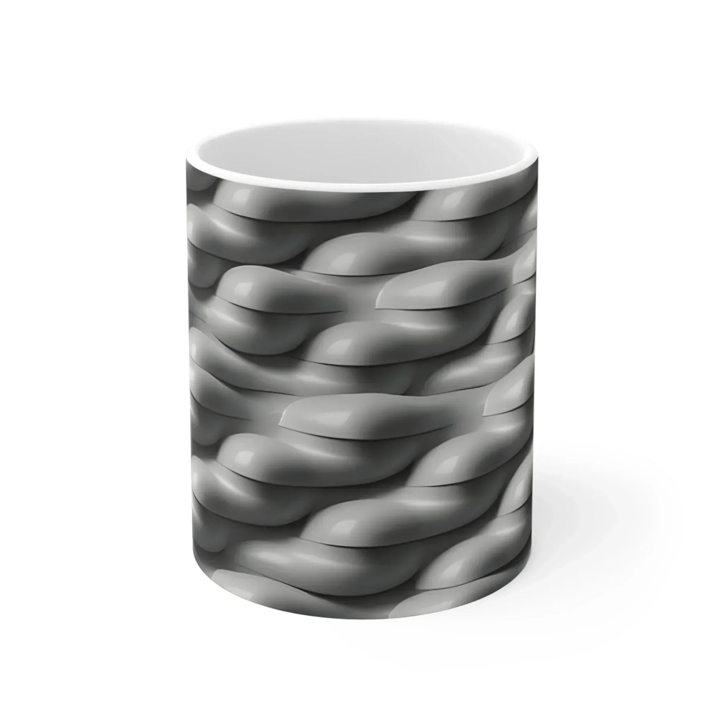 Braided Stoneware Elegance – Textured Gray Mug - 11oz - KarArmDesign