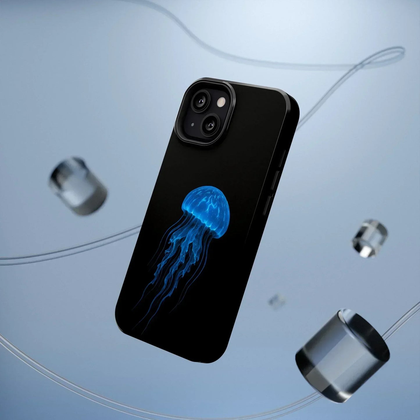 Blue Jellyfish Phone Case for iPhone 12-16 and Samsung Galaxy S21-S22 Models - KarArmDesign