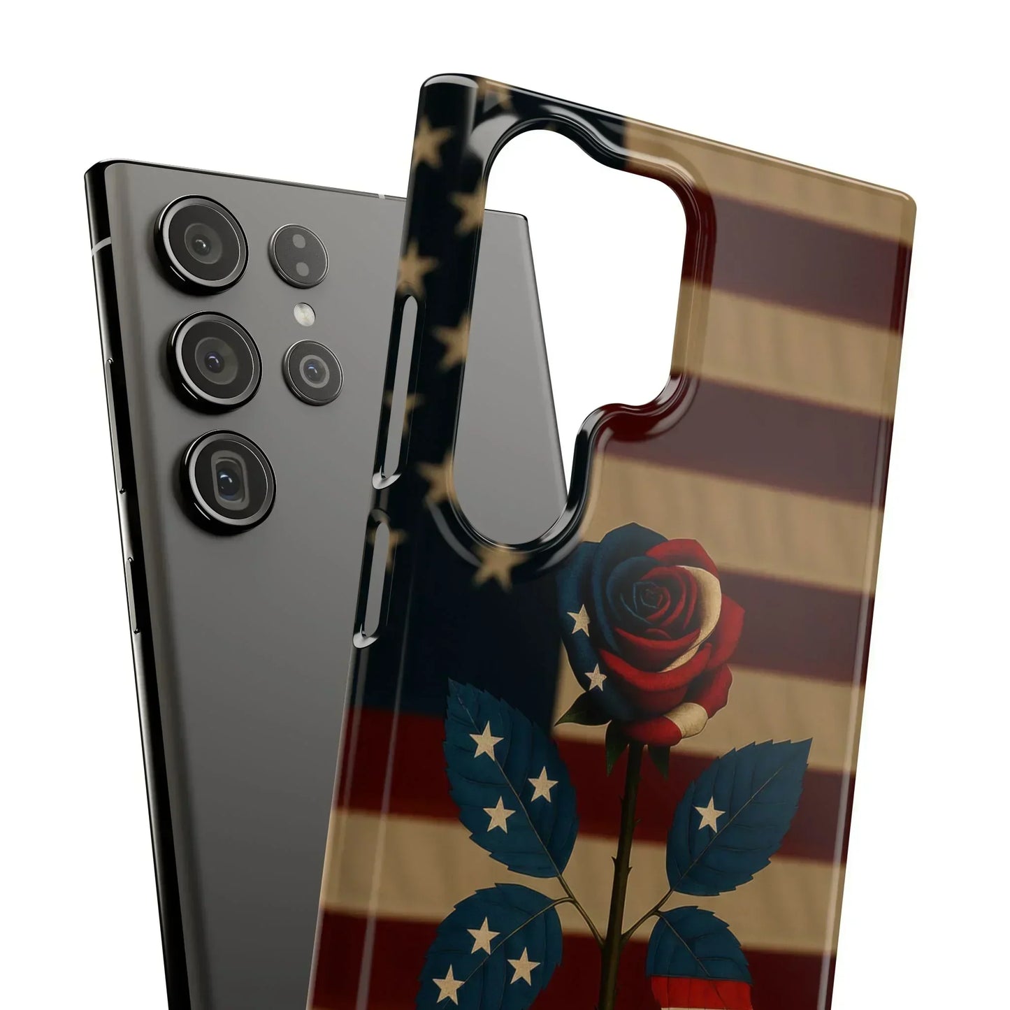 American Rose Flag Phone Case for iPhone 7-16 and Samsung Galaxy S10-S24 Models - KarArmDesign