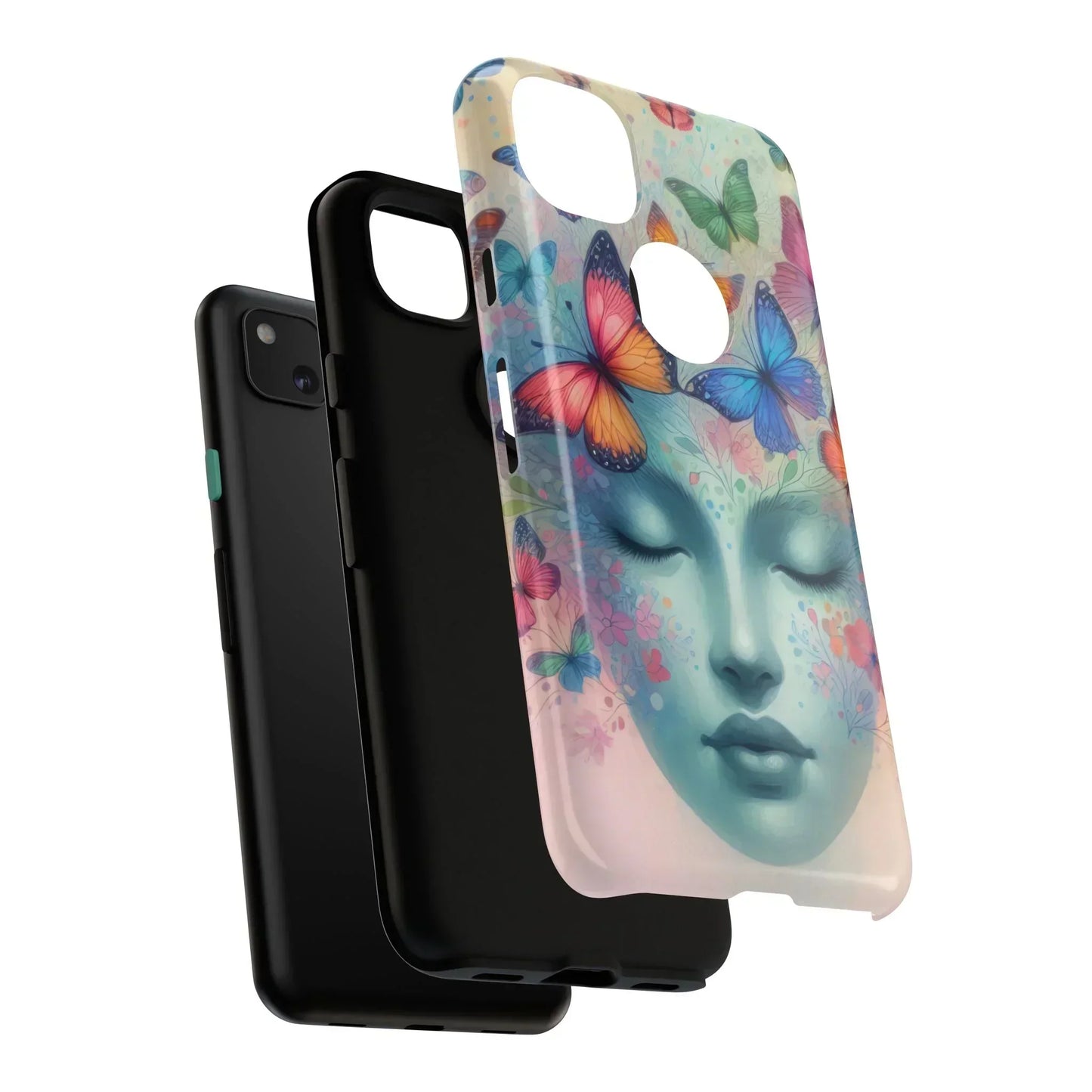 Butterfly Bloom Dreamy Woman Phone Case for Galaxy and Pixel - KarArmDesign